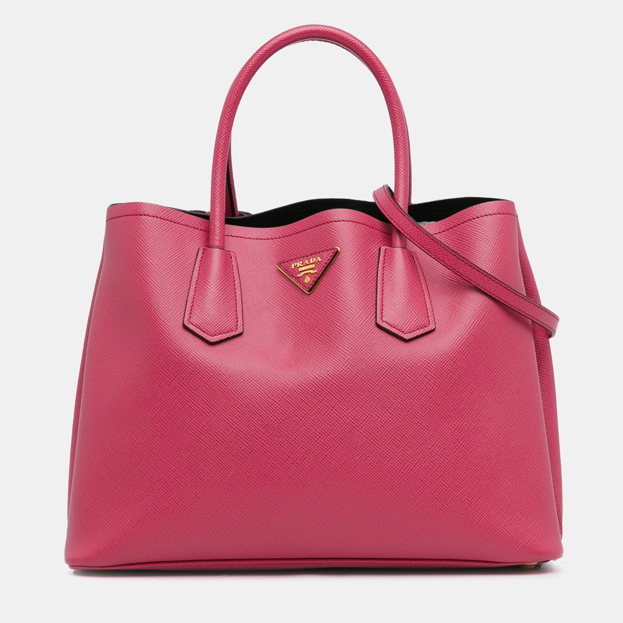 

Prada Medium Saffiano Cuir Double Satchel Bag, Pink