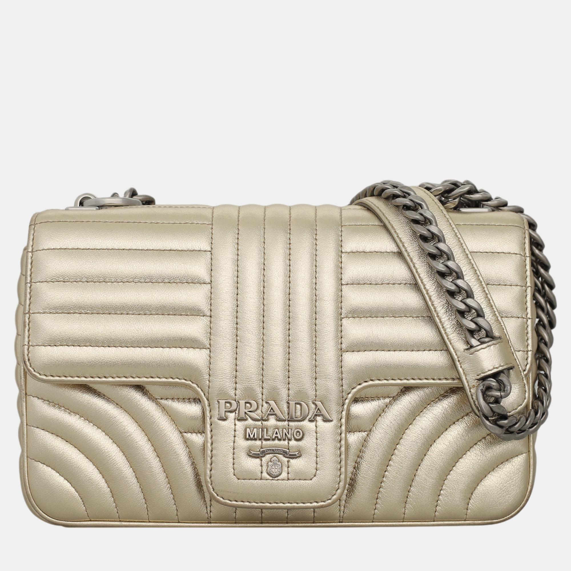 

Prada Metallic Flap Shoulder Bag, Gold