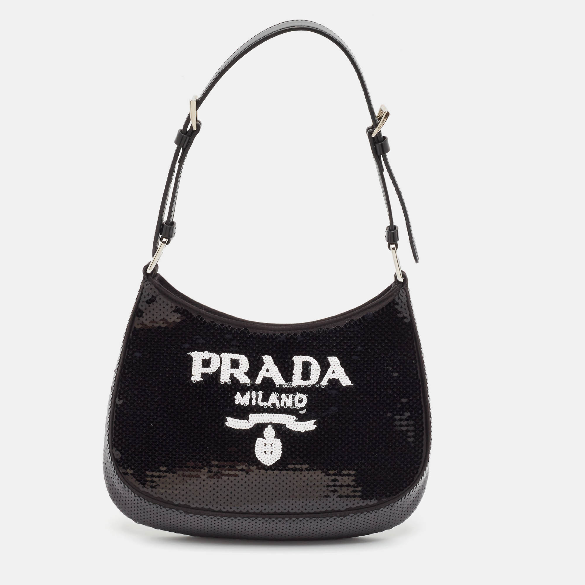 

Prada Black Satin and Sequins  Cleo Hobo