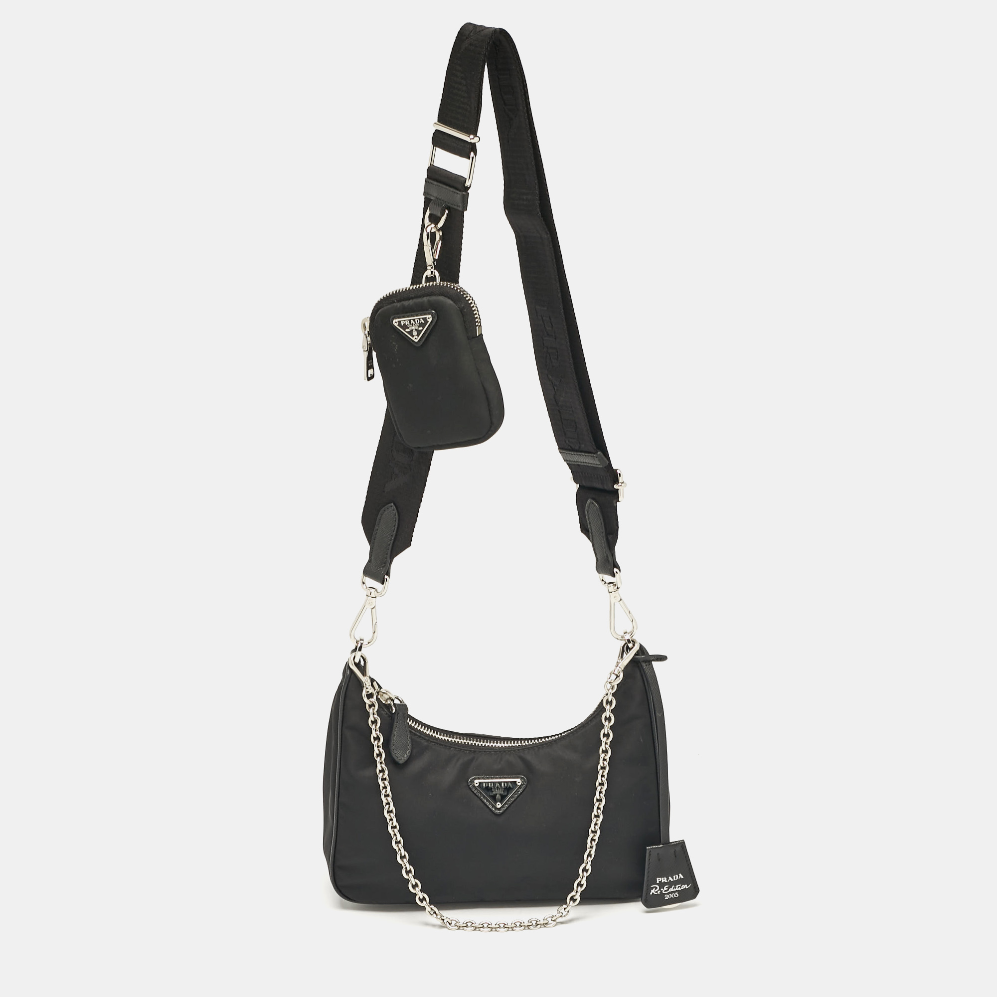 

Prada Black Nylon and Saffiano Leather Re-Edition 2005 Shoulder Bag