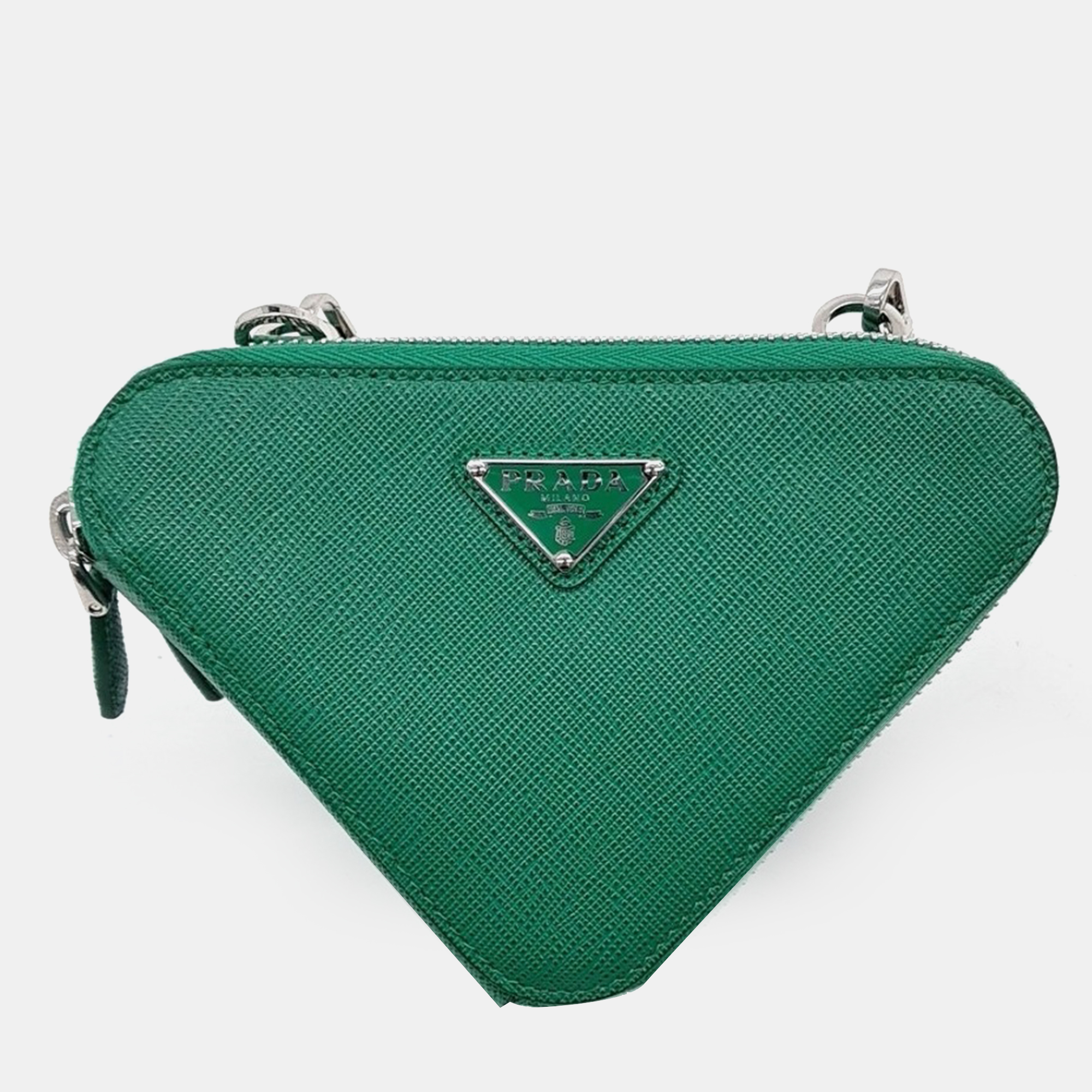 

Prada Saffiano Triangle Mini Pouch, Green