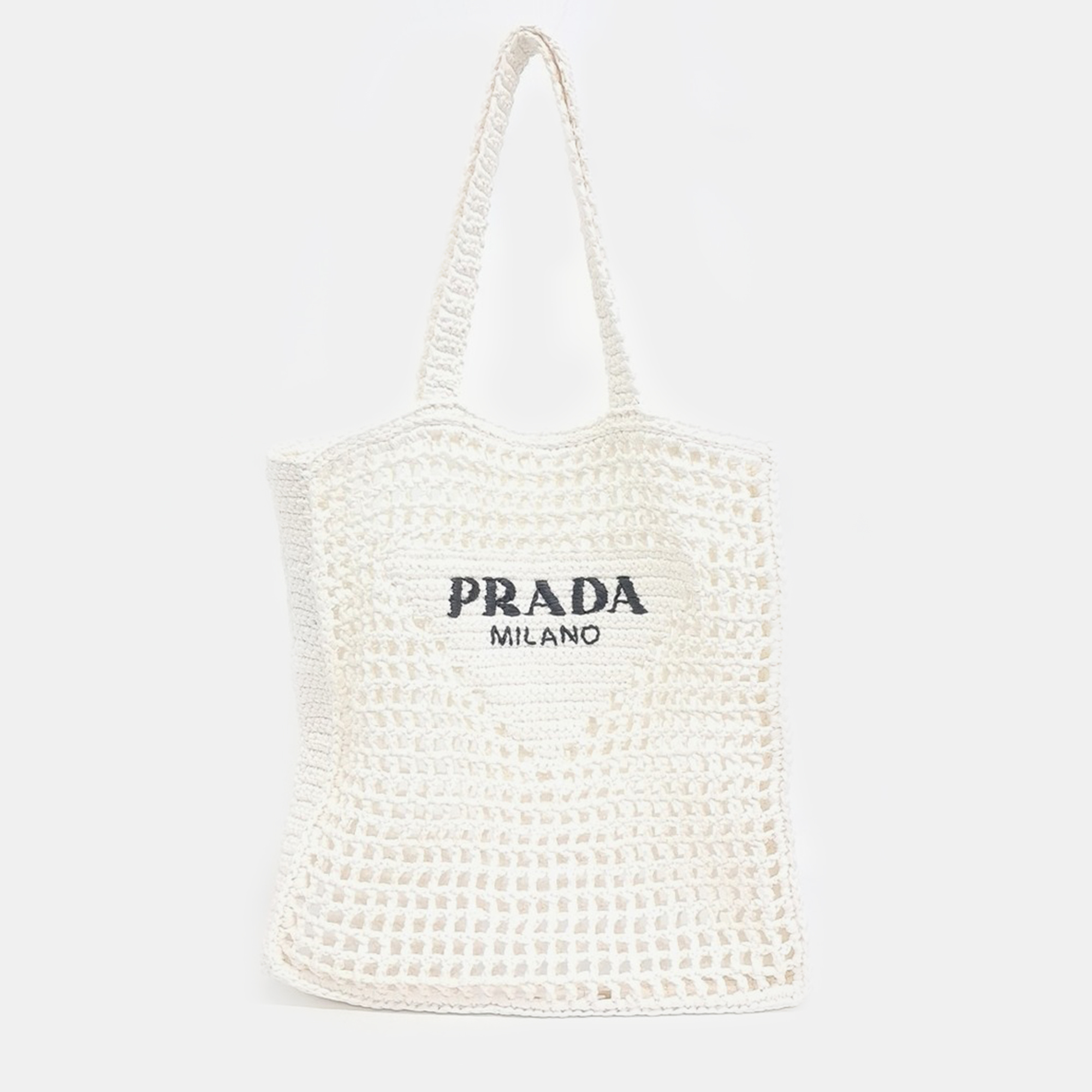 

Prada raffia shoulder bag, White