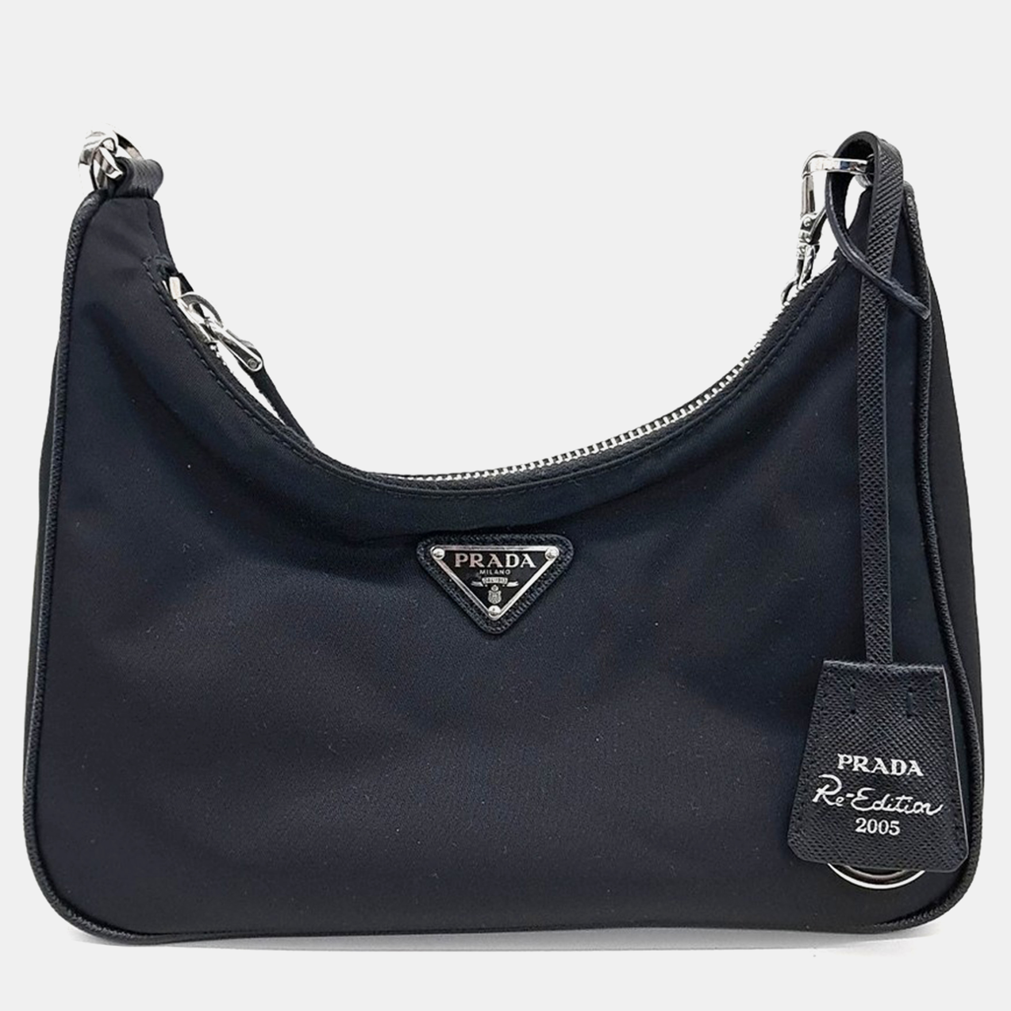 

Prada Re-Nylon Tesuto Chain Strap Hobo Bag, Black