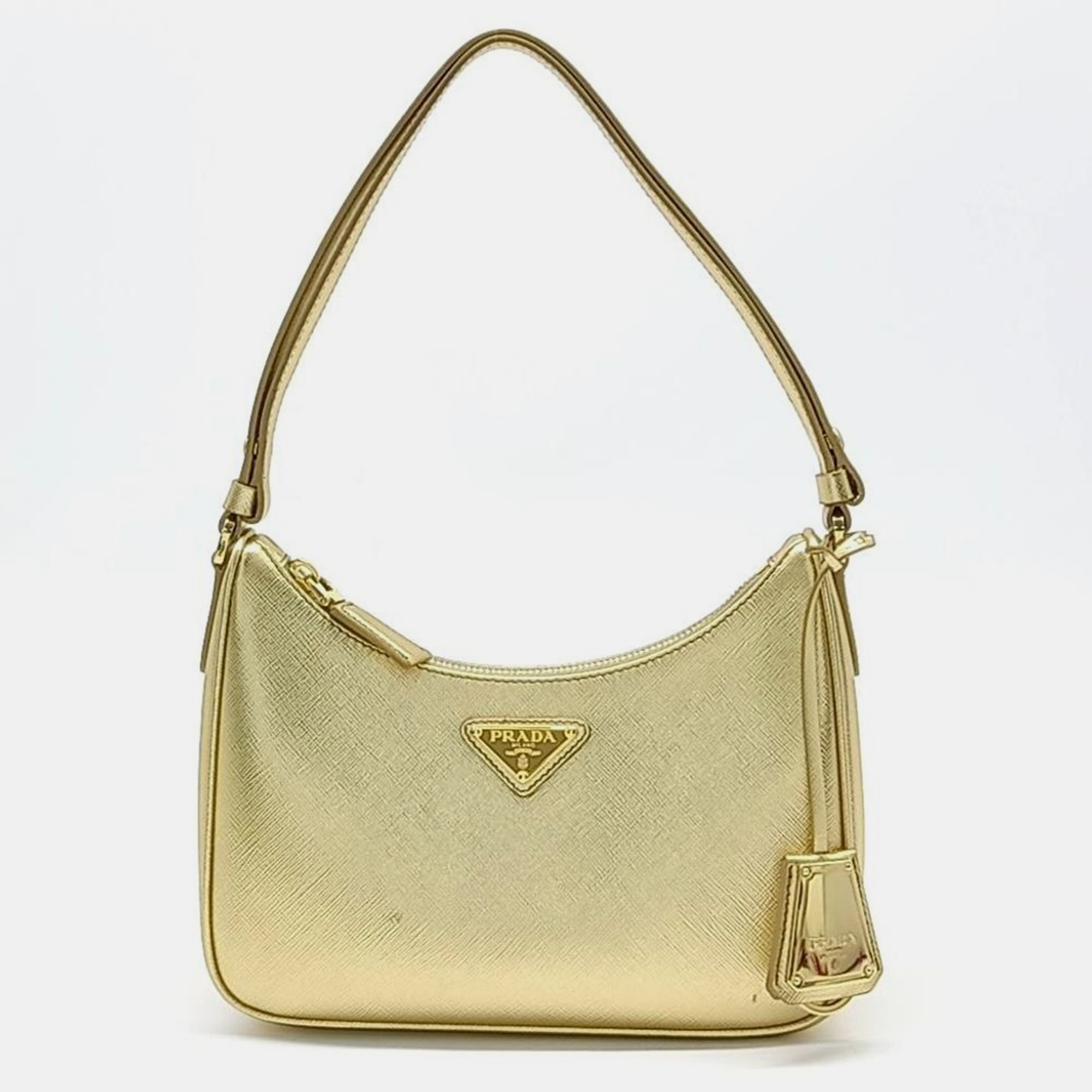 

Prada Saffiano Tesuto Hobo Bag, Gold