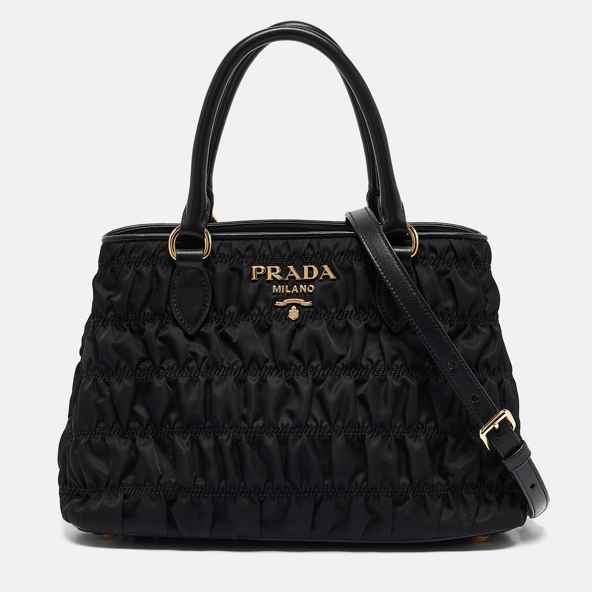 

Prada Black Gaufre Tessuto Nylon and Leather Tote