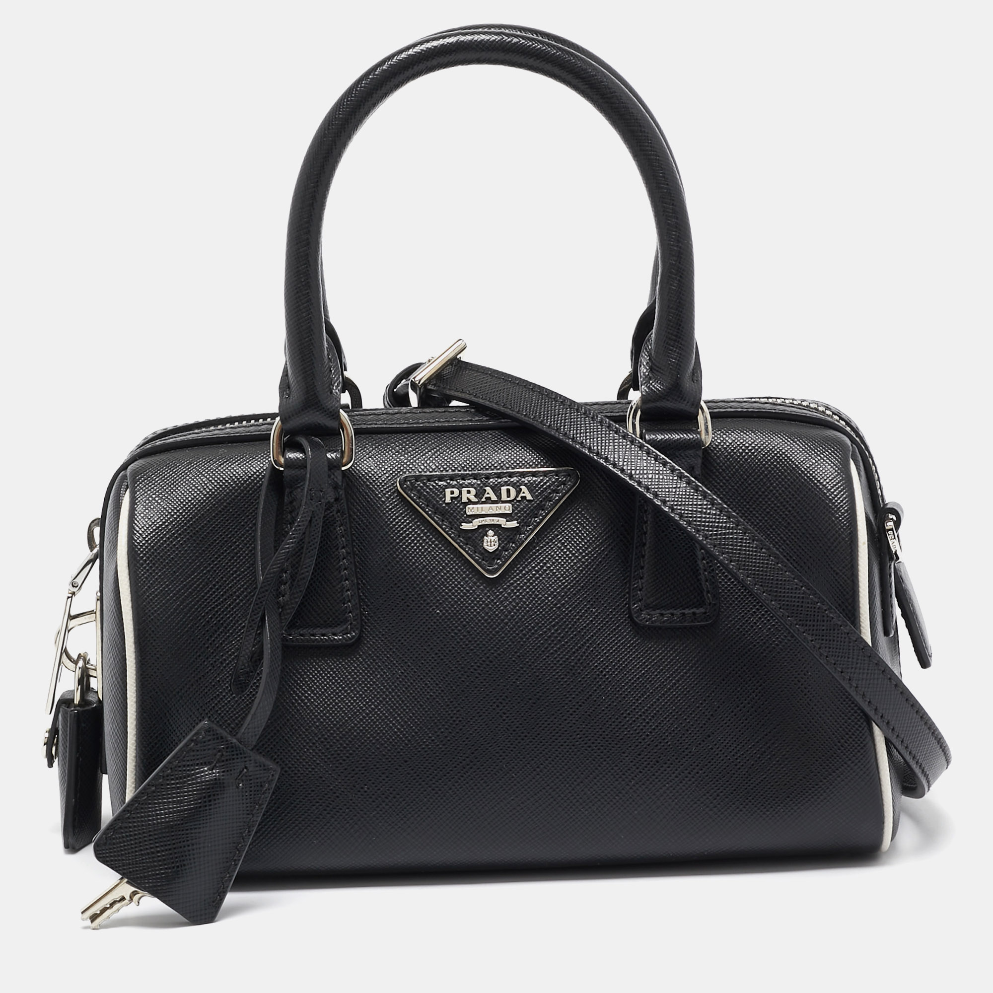 

Prada Black Saffiano Lux Leather Mini Boston Bag