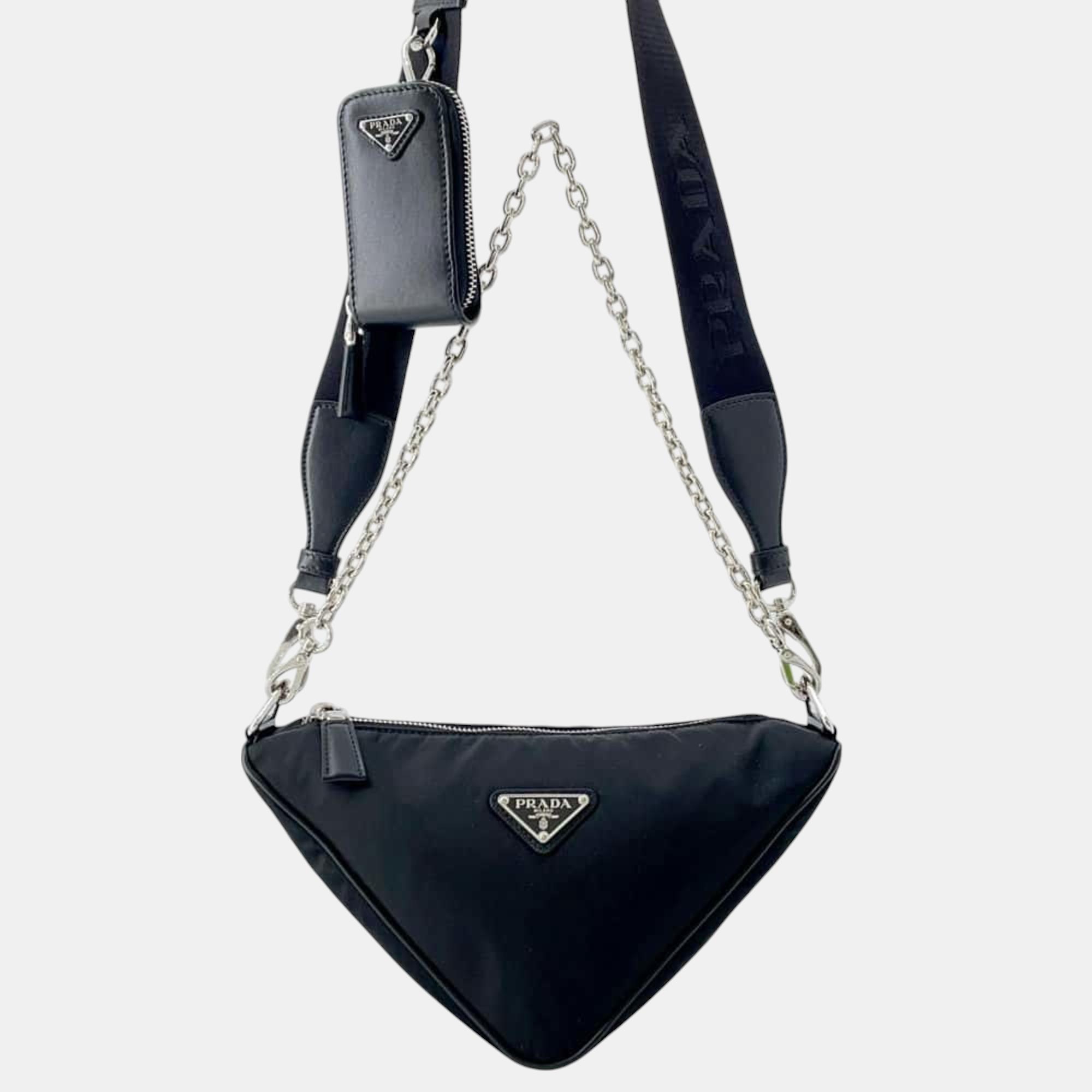 

Prada Black Triangle Nylon Shoulder Bag