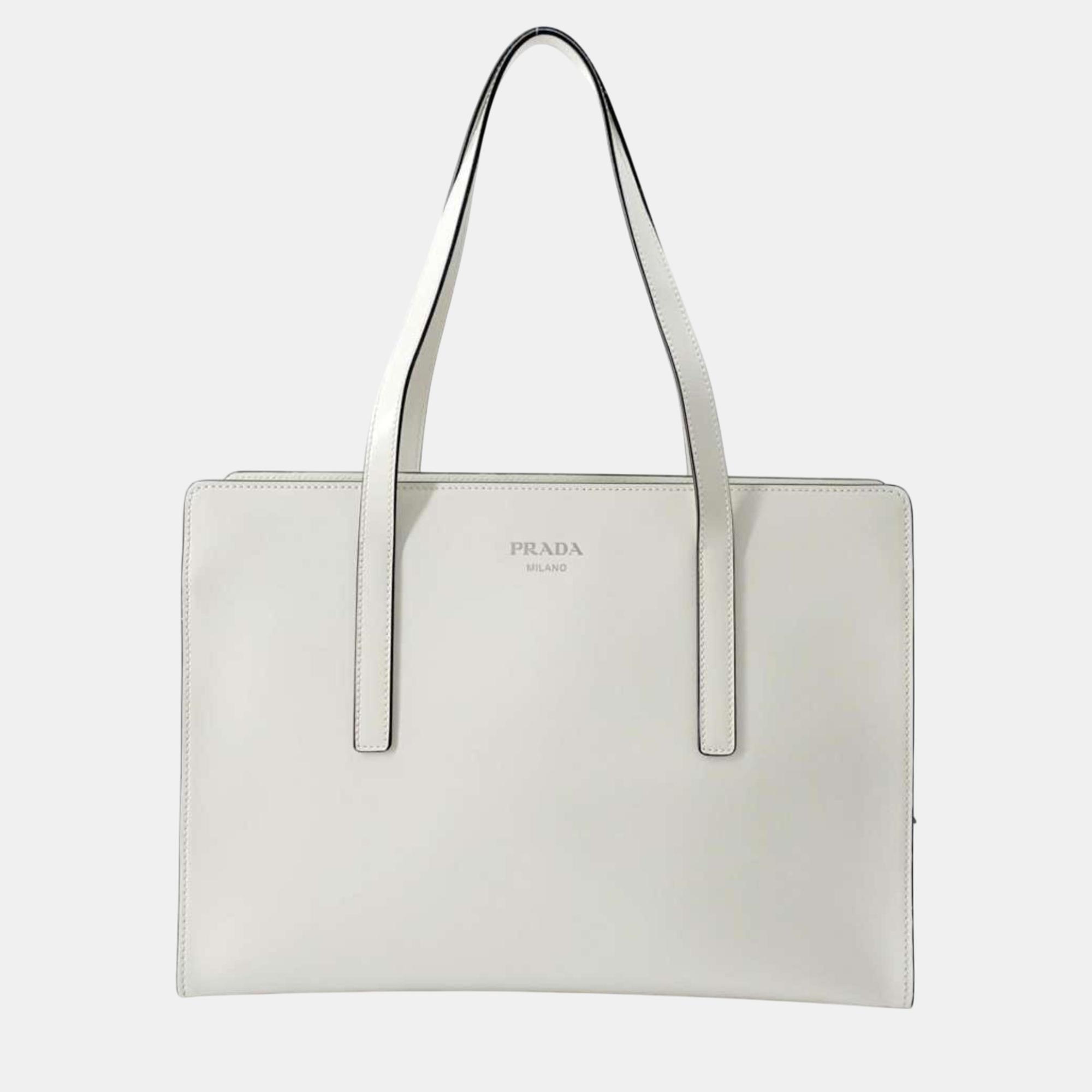 

Prada White Re-Edition 1995 Medium Brushed Leather Handbag