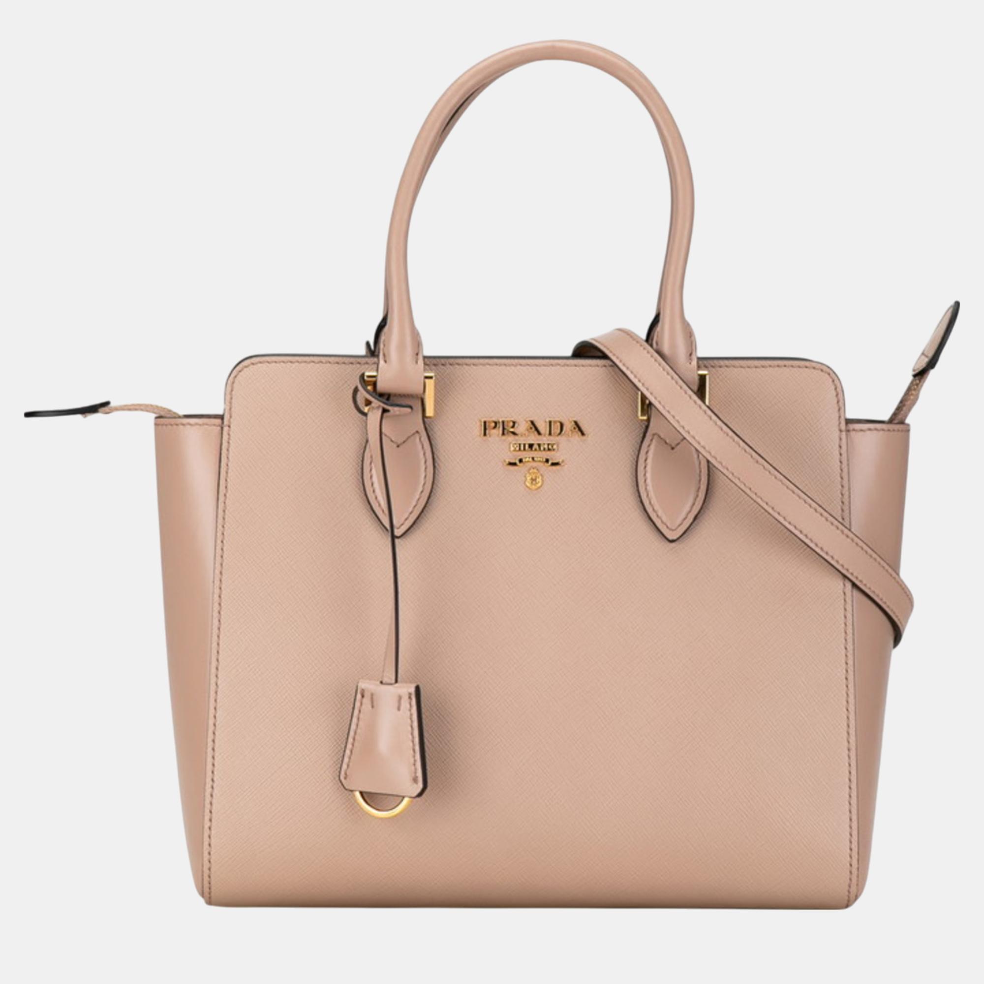 

Prada Beige Leather Saffiano Handbag