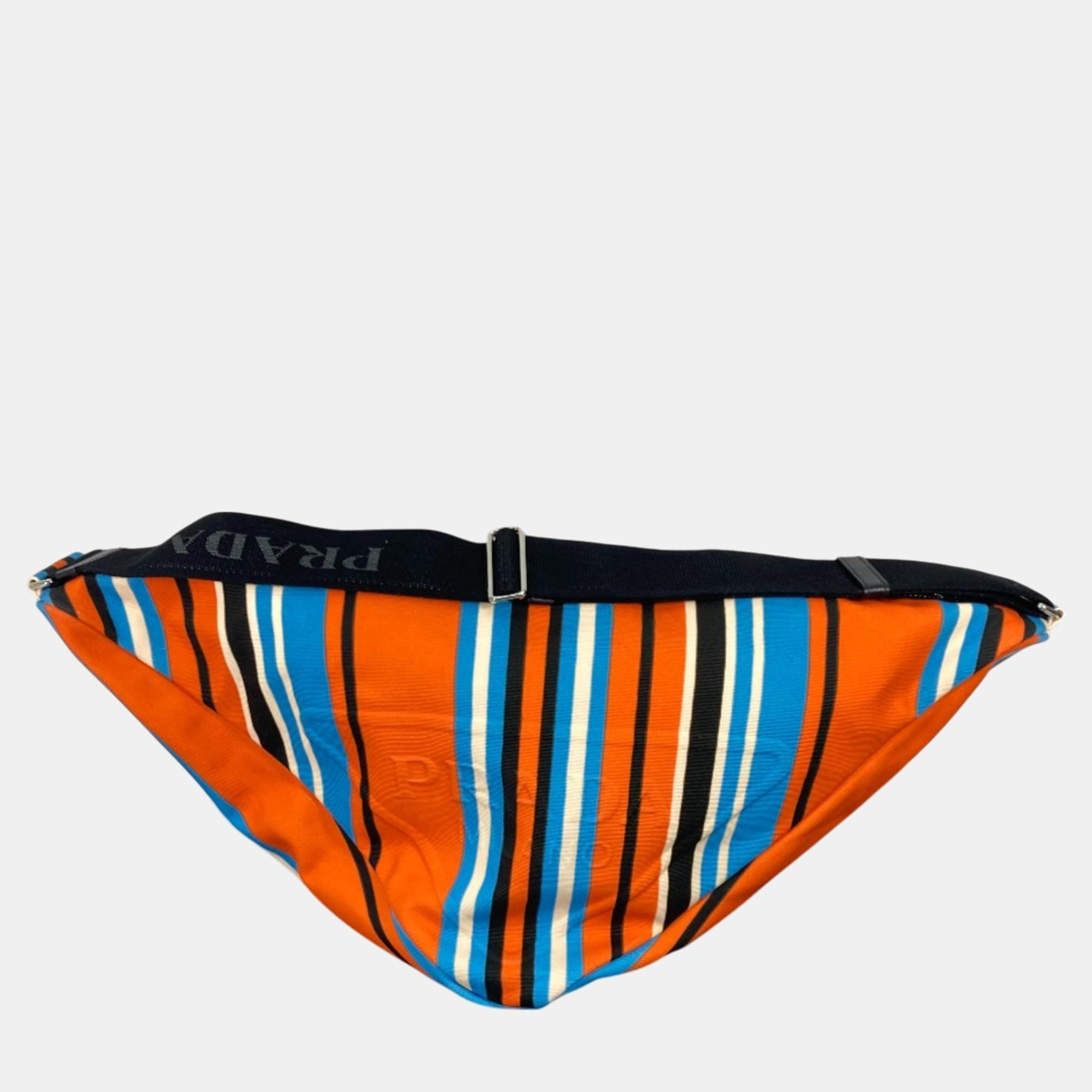 Prada Orange Blue x Black stripe crossbody Bag 