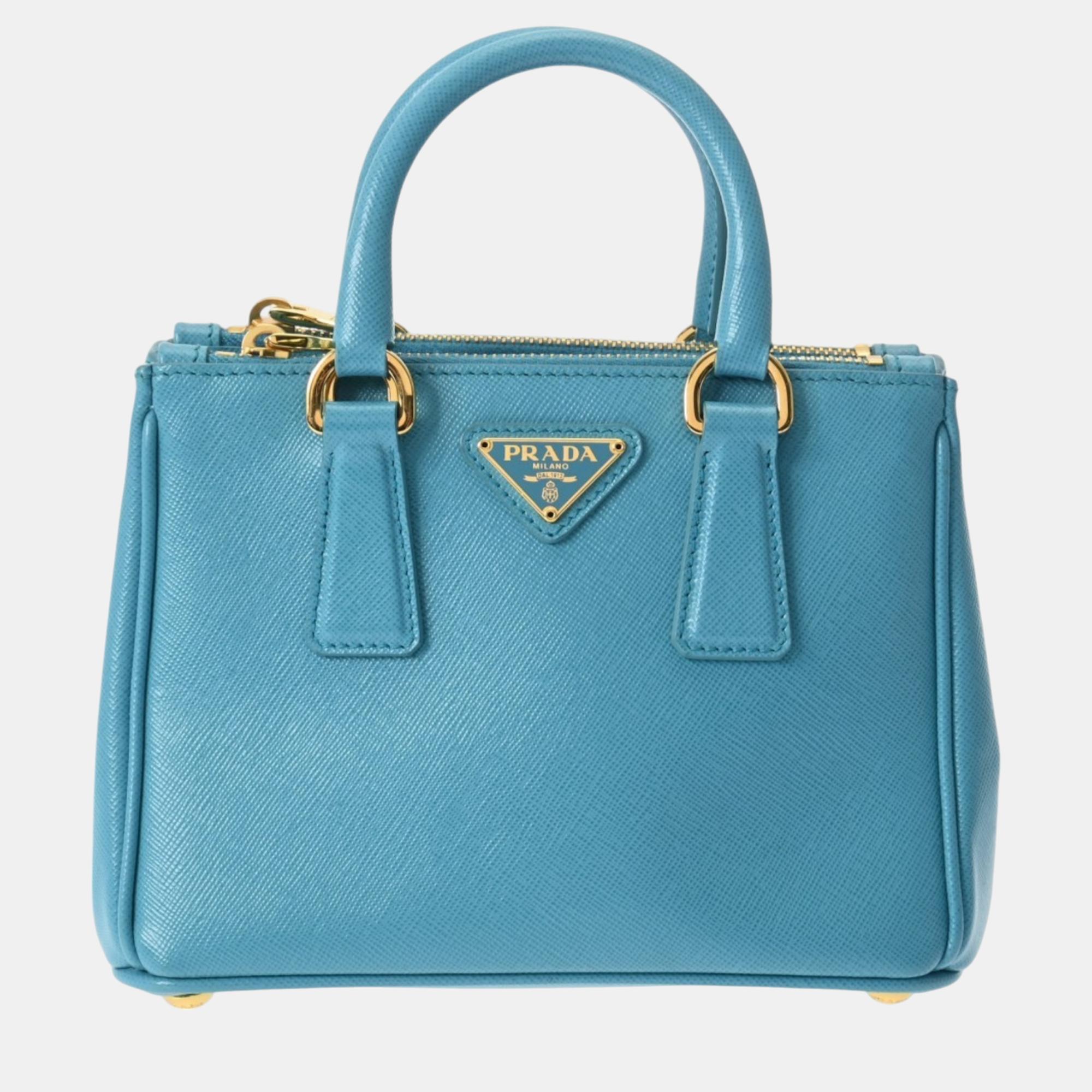 

Prada Prada Galleria Micro Turquoise Saffiano Bag, Blue