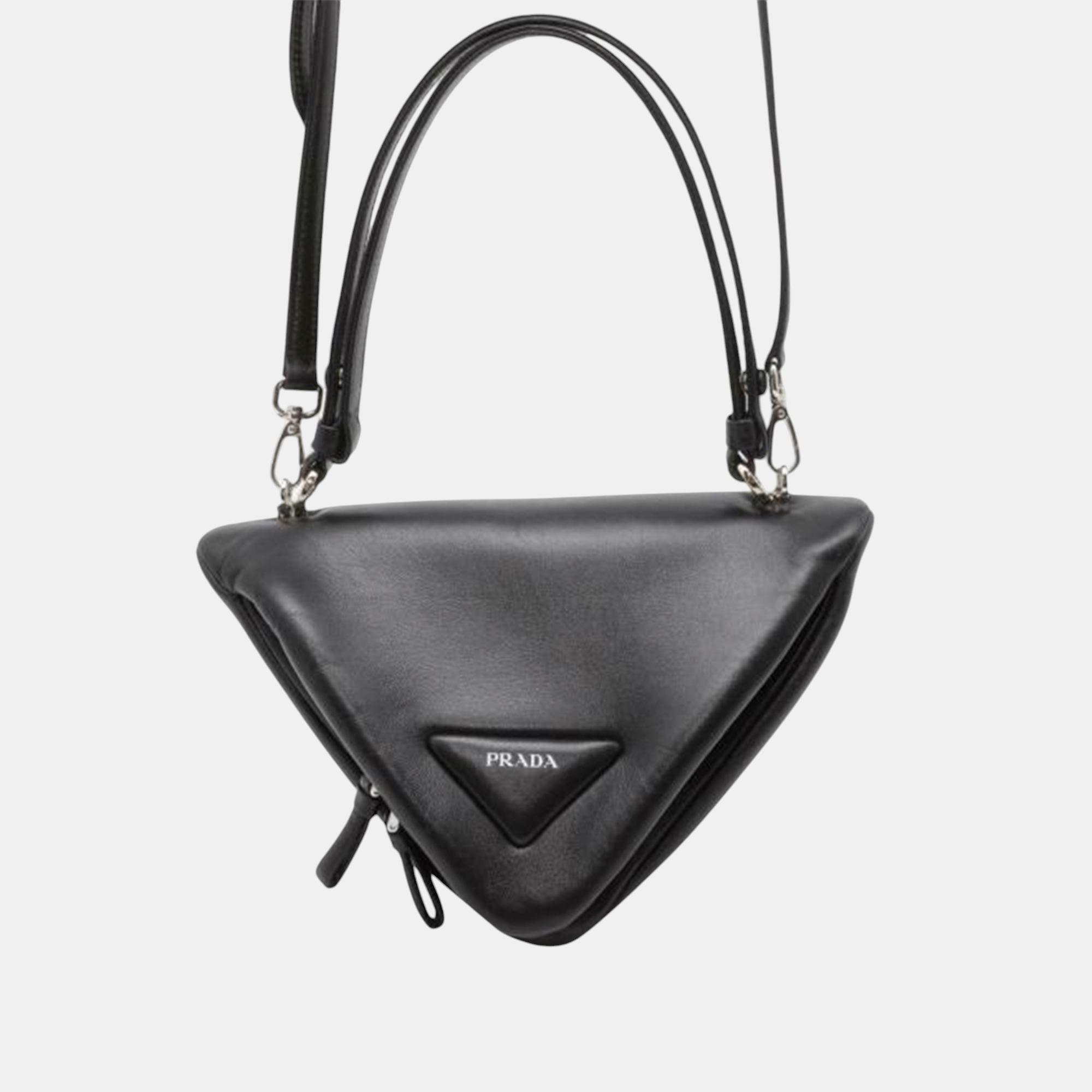 

Prada Padded Nappa Triangle Satchel, Black