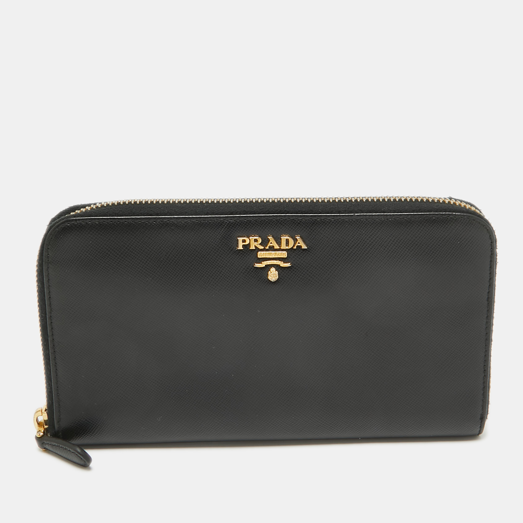 

Prada Prada Saffiano Leather Zip Around Wallet, Black