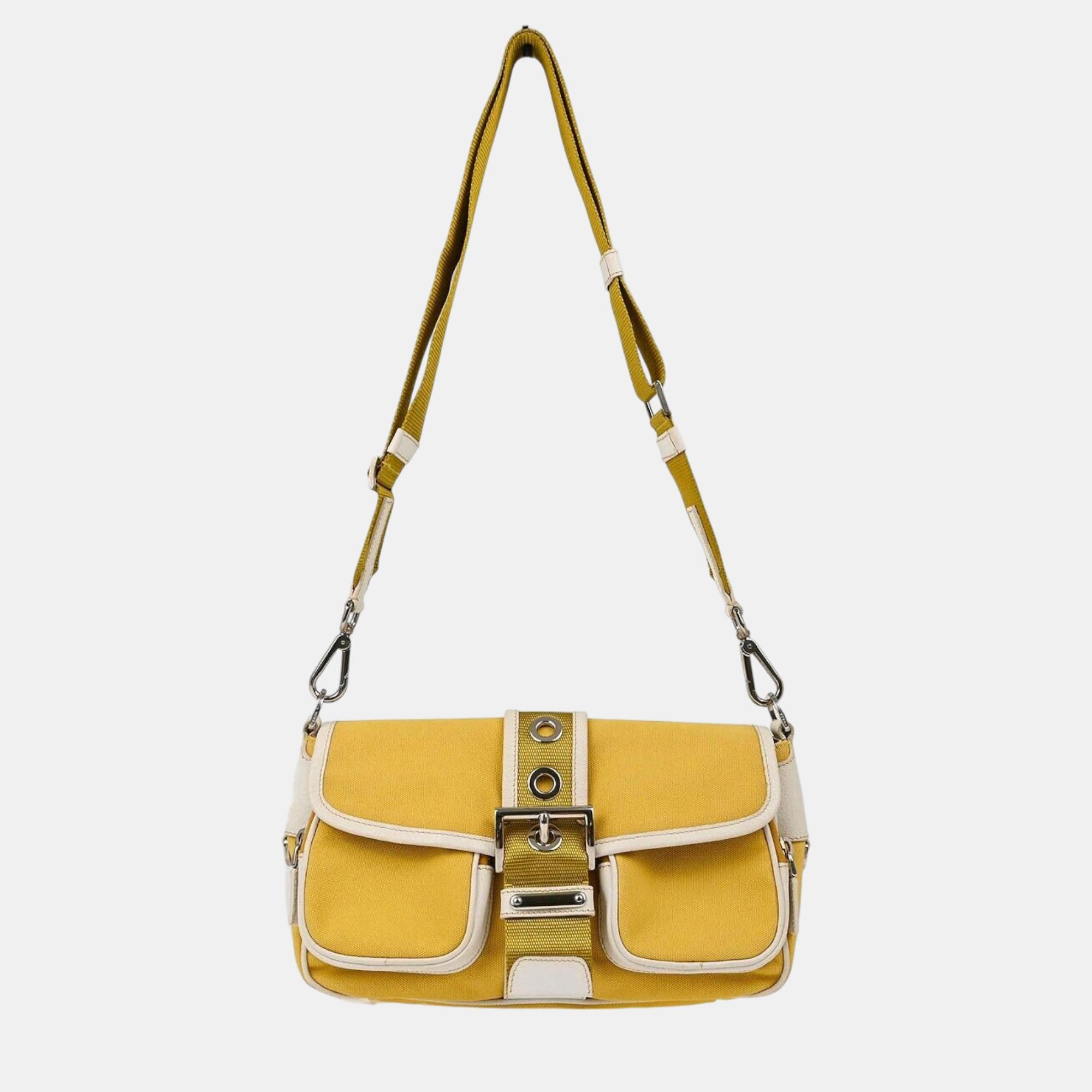 

Prada Yellow Canvas Shoulder Bag