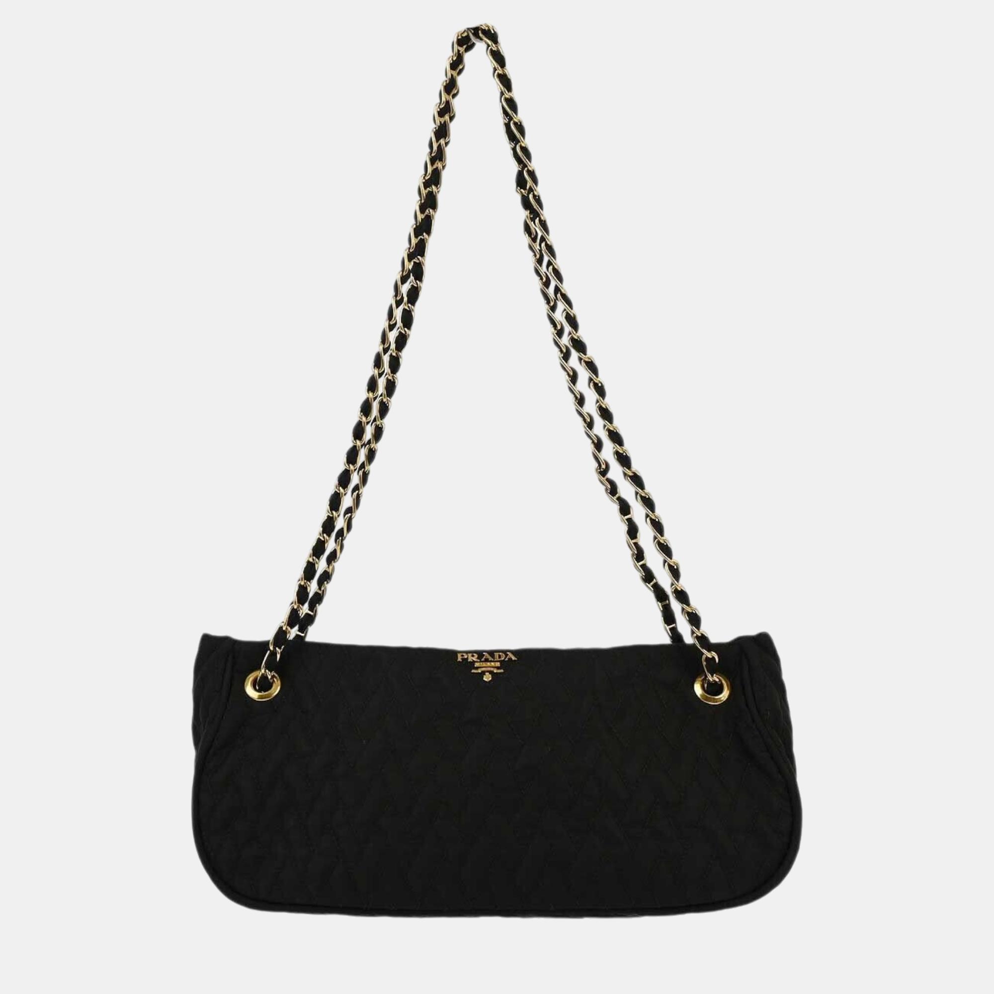 

Prada Black Nylon Chain Shoulder Bag