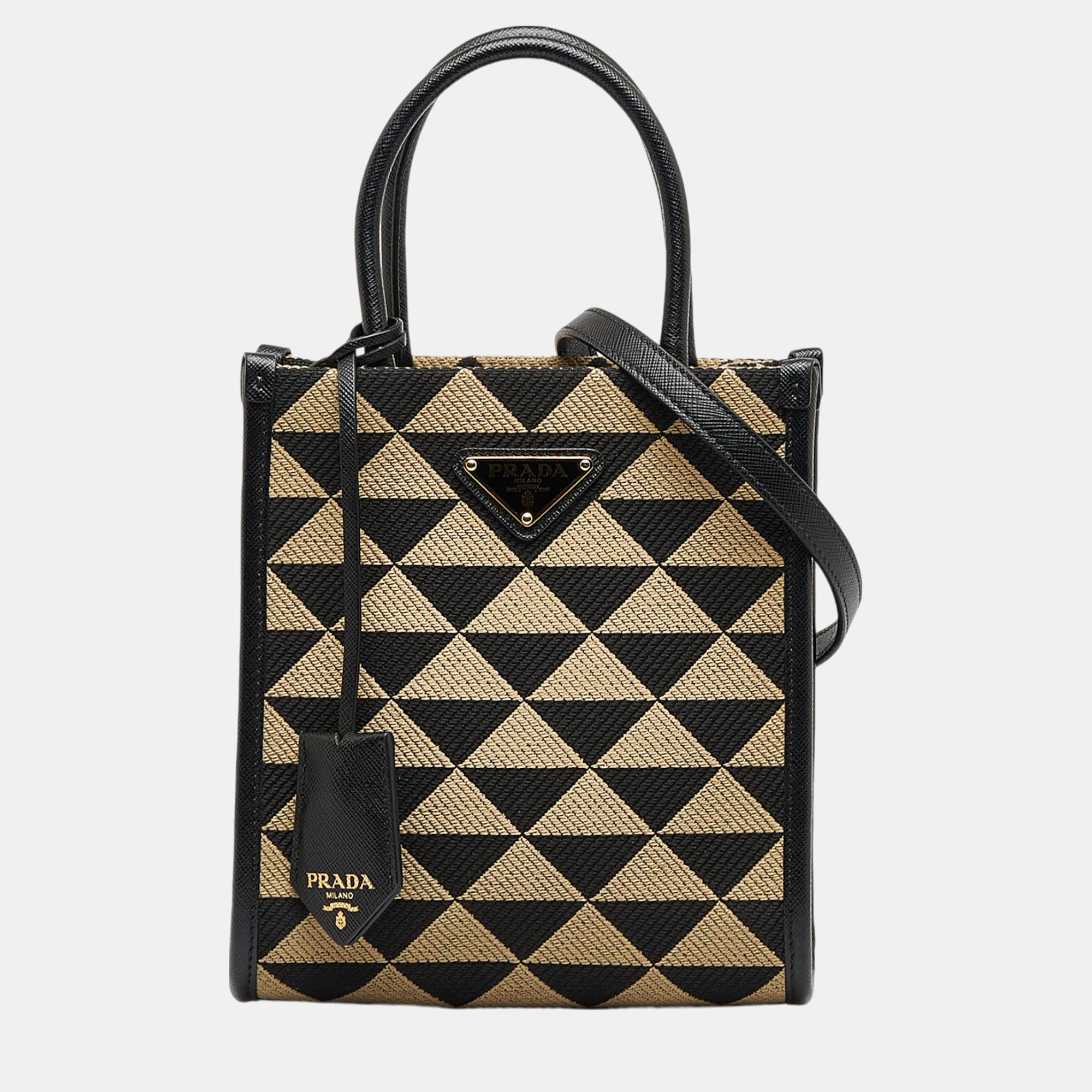 

Prada Black/Brown Mini Symbole Triangolo Satchel