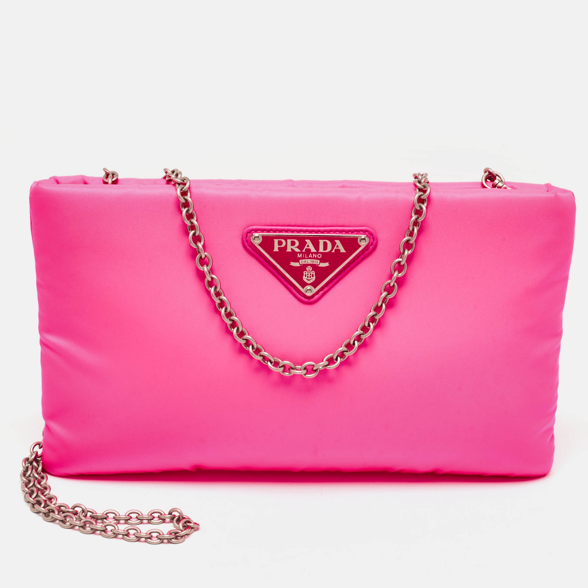 

Prada Neon Pink Soft Nylon Chain Pochette