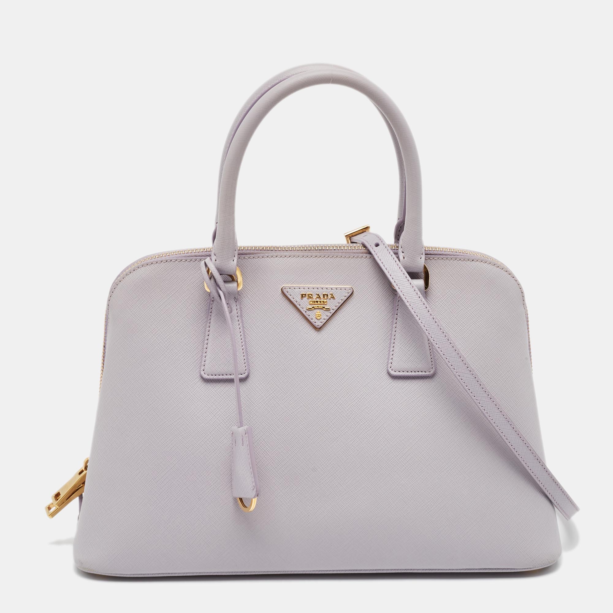 

Prada Lilac Saffiano Lux Leather  Promenade Satchel, Purple