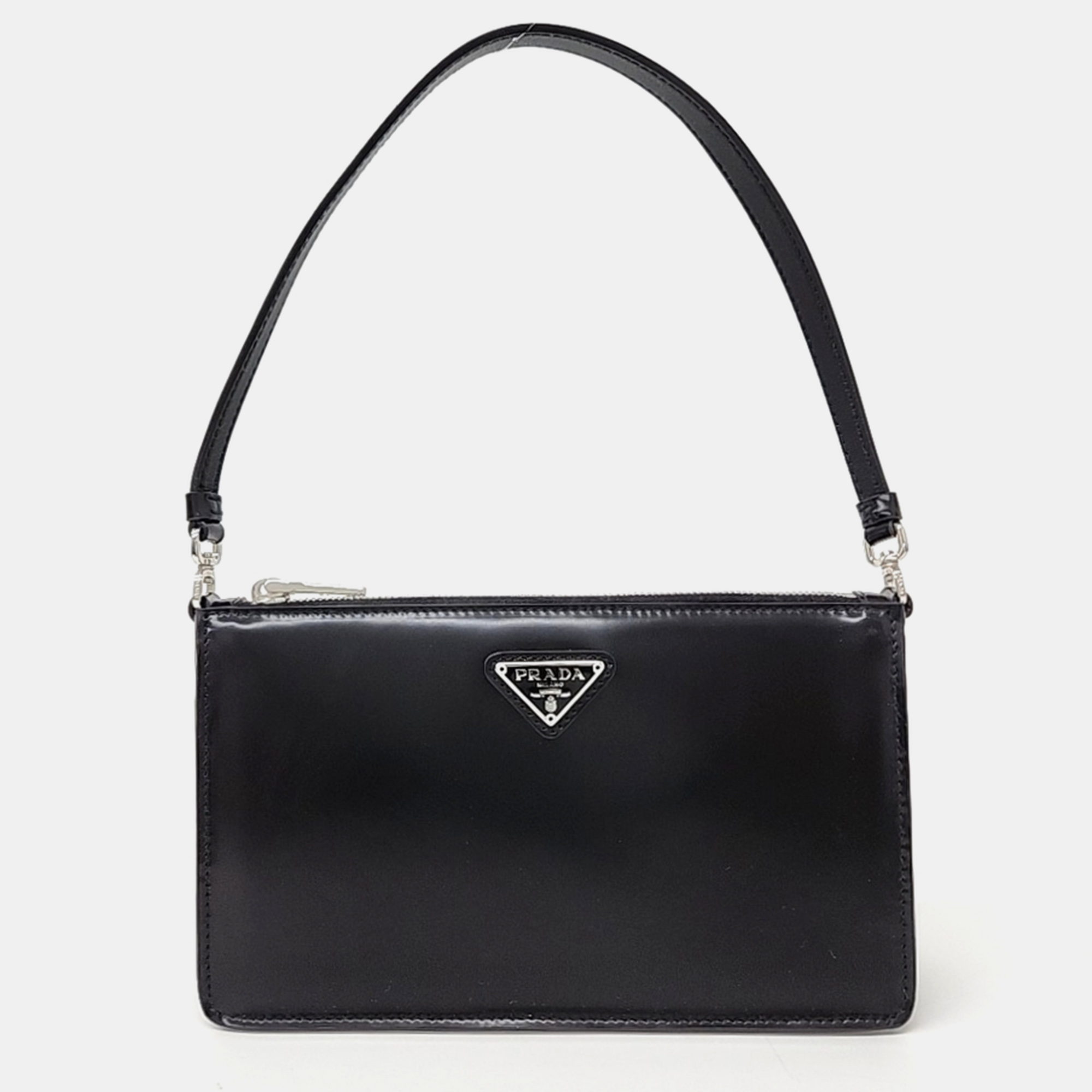 

Prada brushed leather mini pouch bag, Black