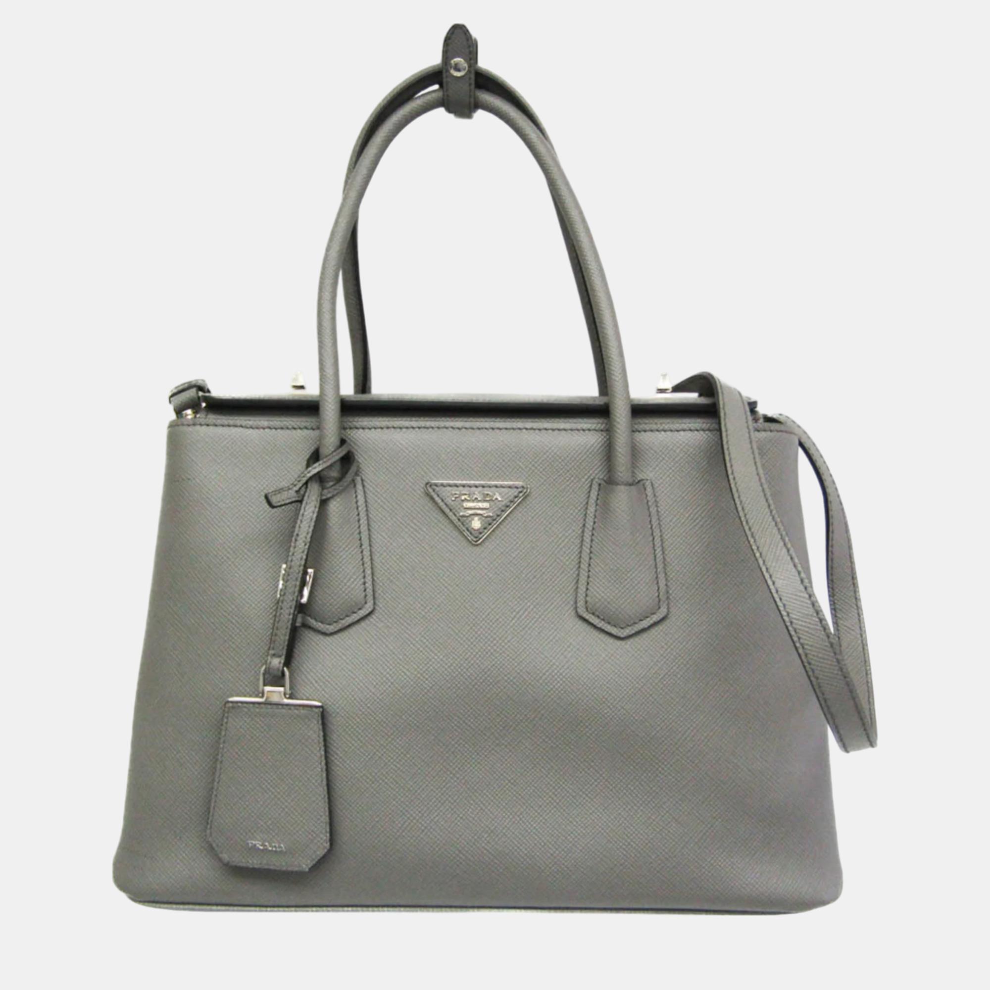 

Prada Gray Saffiano Cuir Handbag, Grey