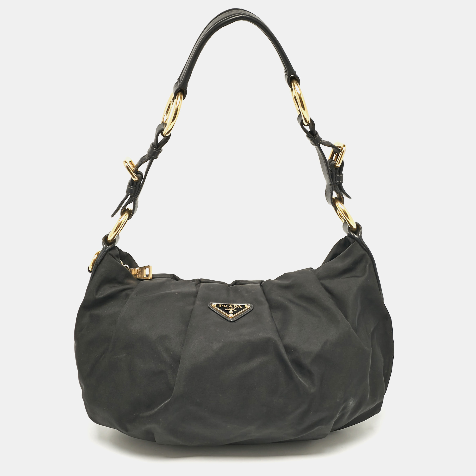 

Prada Black Nylon Pleated Hobo