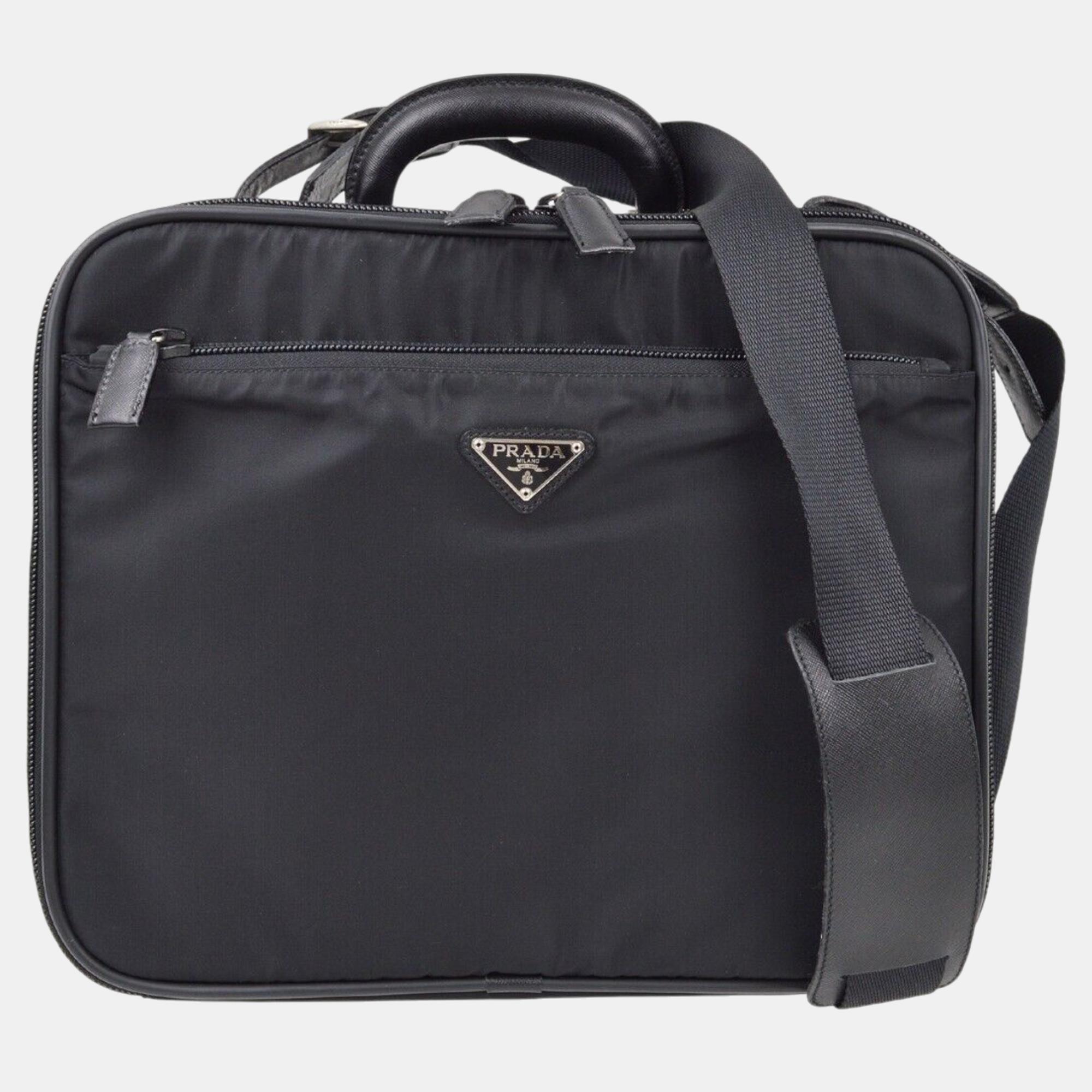 

Prada Black Nylon Business Handbag