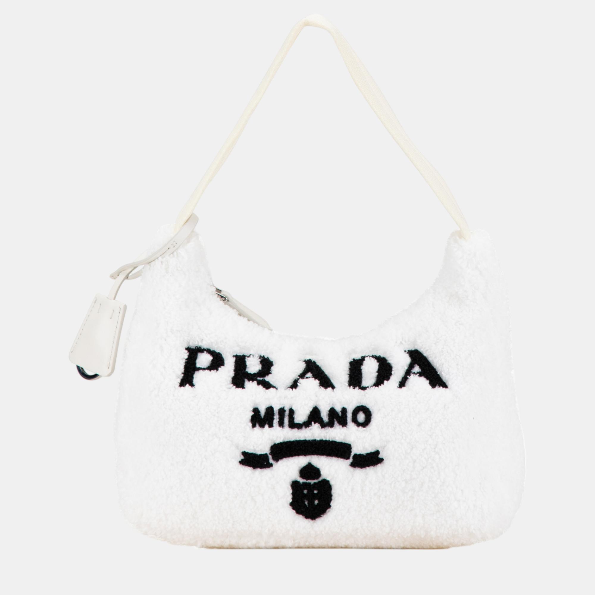 

Prada White Mini Terry Re Edition 2000 Shoulder Bag