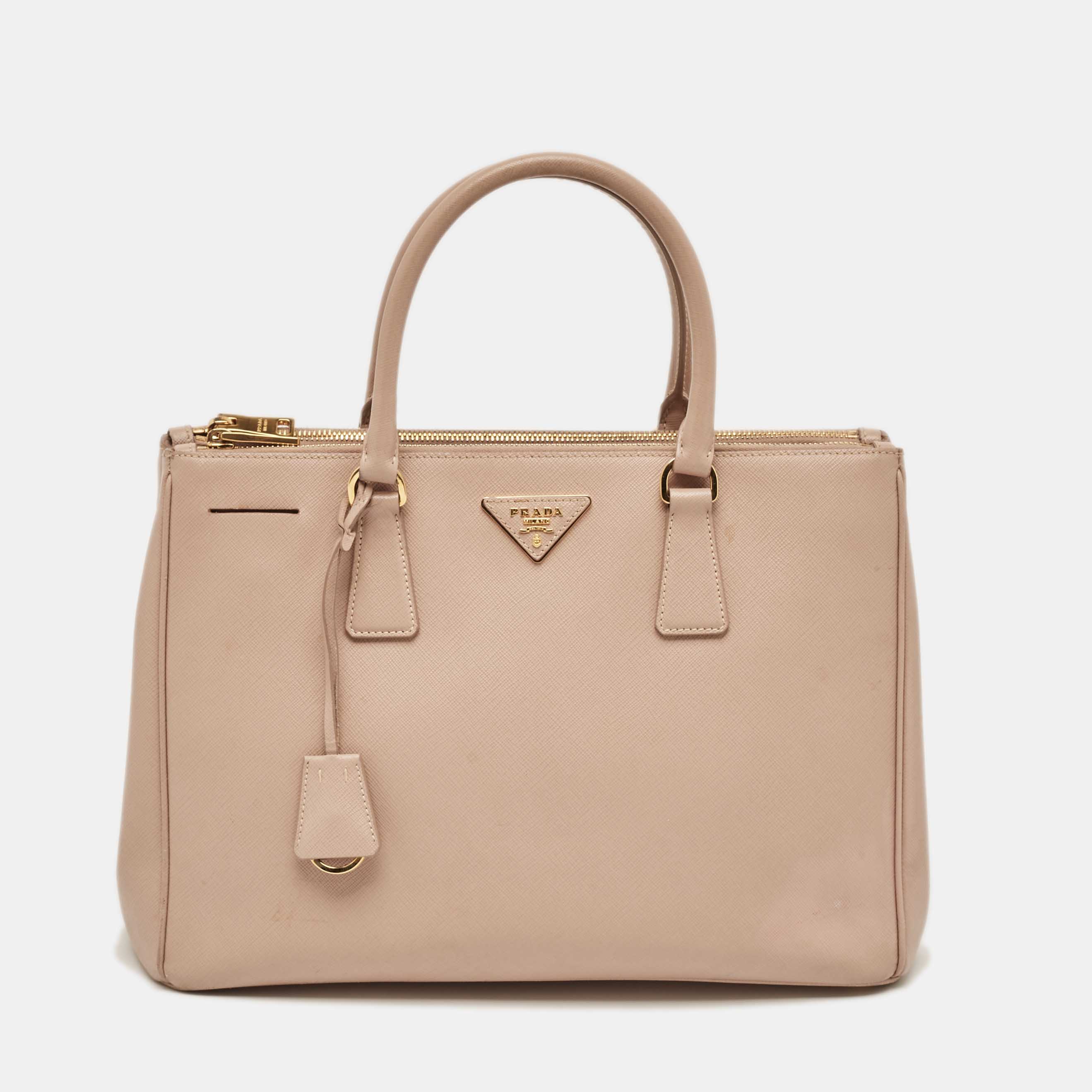 

Prada Dusty Pink Saffiano Lux Leather  Double Zip Tote