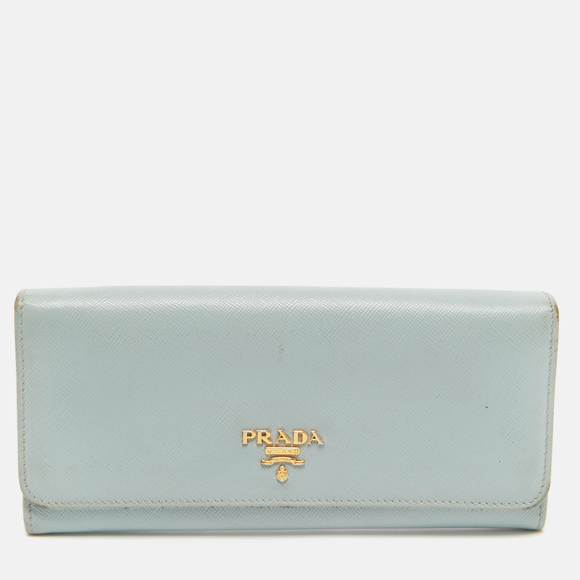 

Prada Sky Blue Saffiano Leather Flap Continental Wallet