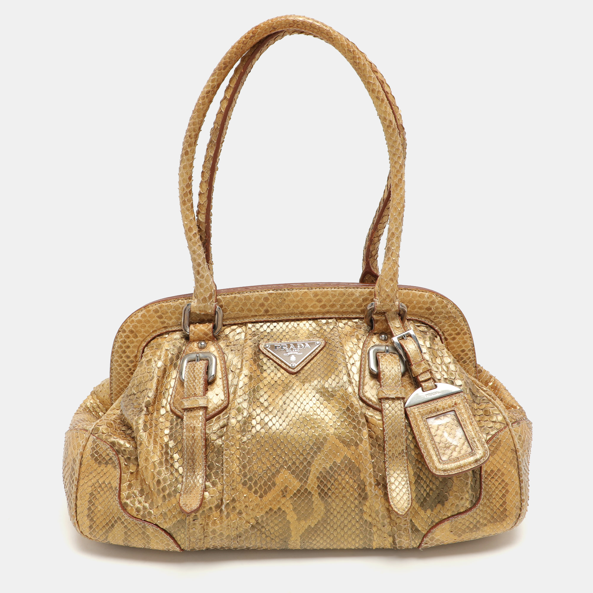 

Prada Metallic Python Frame Satchel