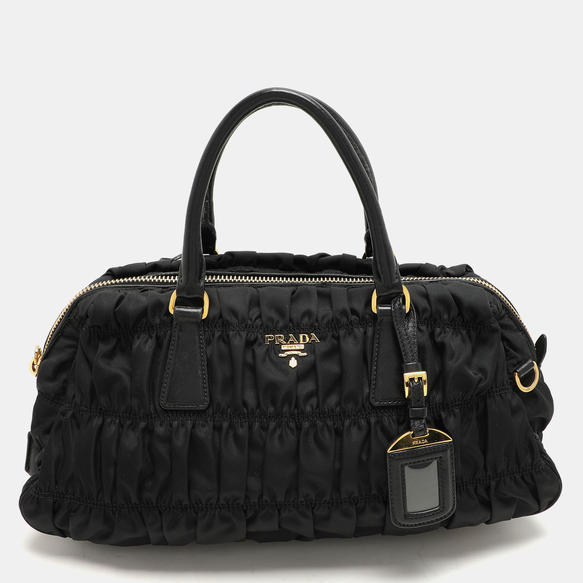 

Prada Black Gaufre Nylon Satchel