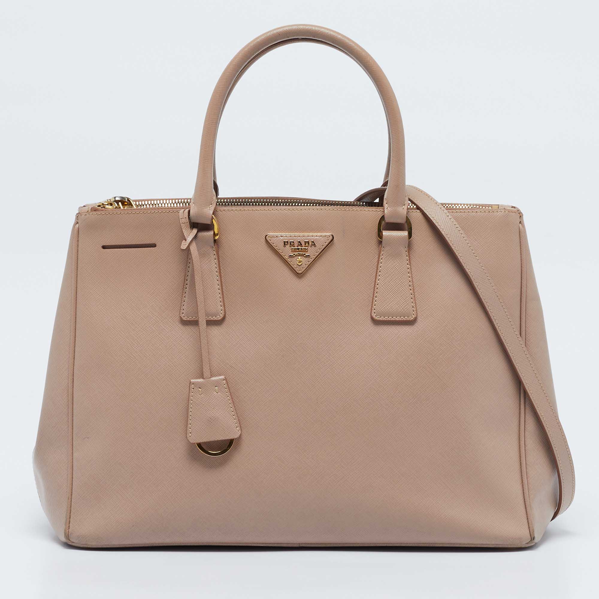 

Prada Dusty Pink Saffiano Lux Leather  Double Zip Tote