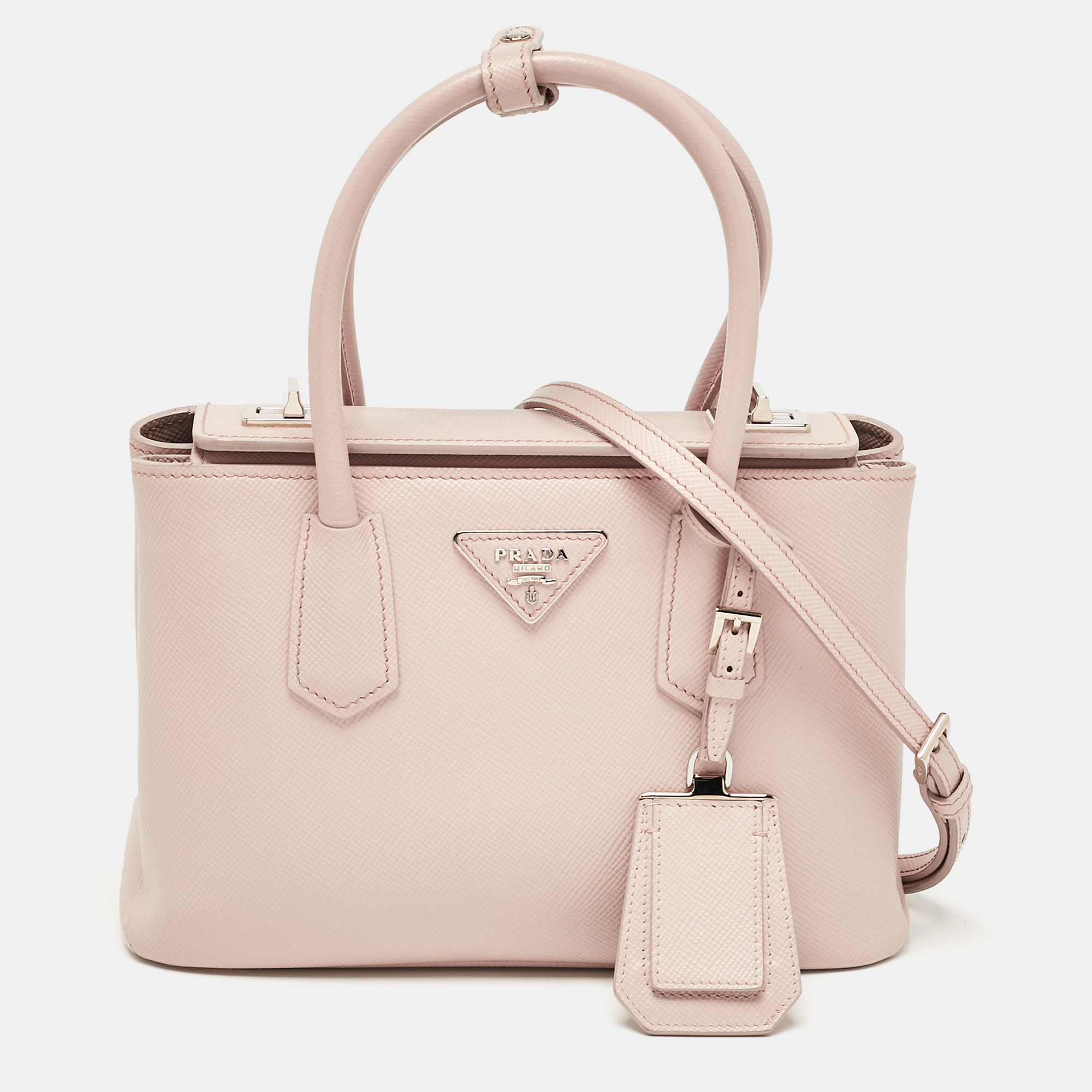 

Prada Pink Saffiano Cuir Leather  Twin Tote