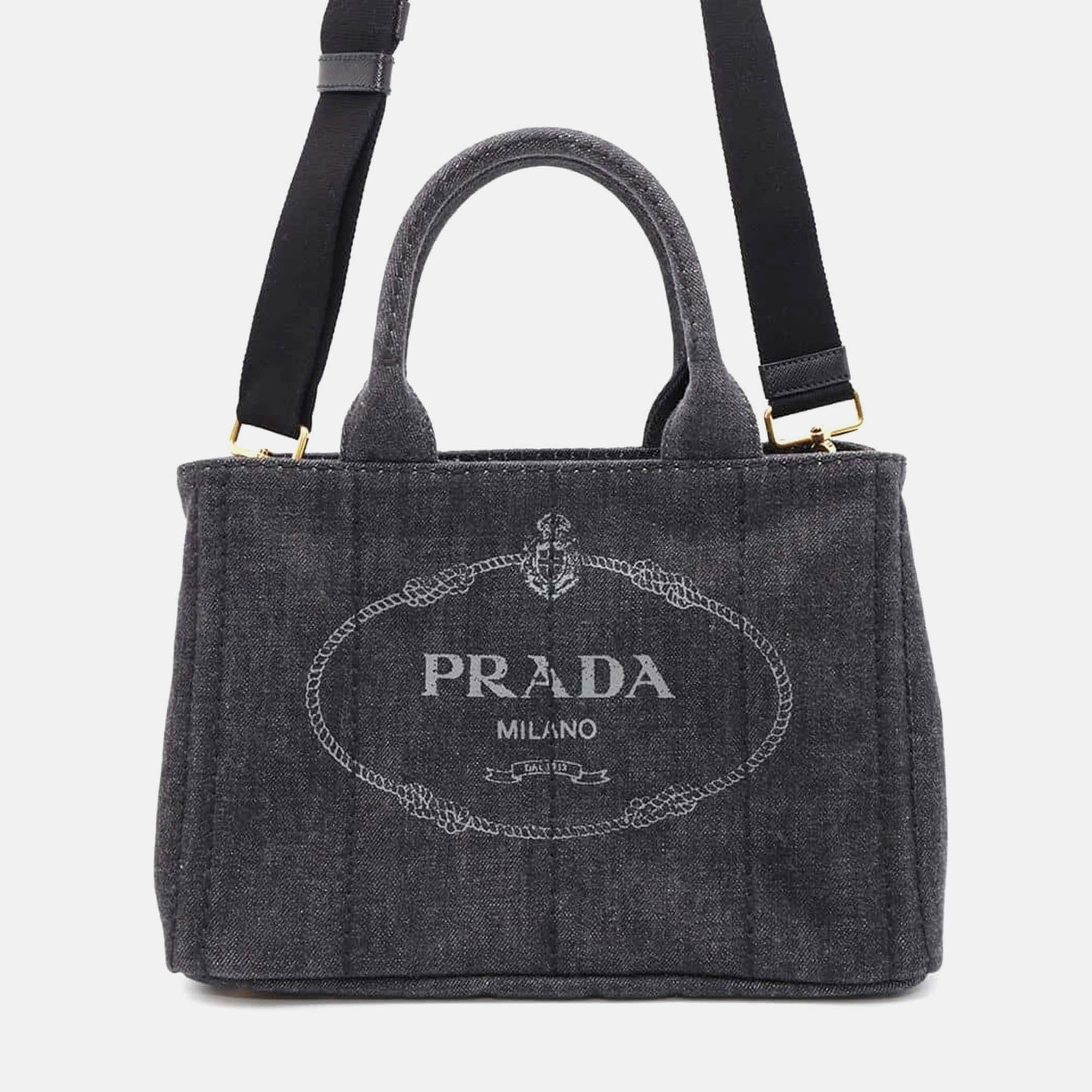 

Prada Black Canvas Canapa Handbag