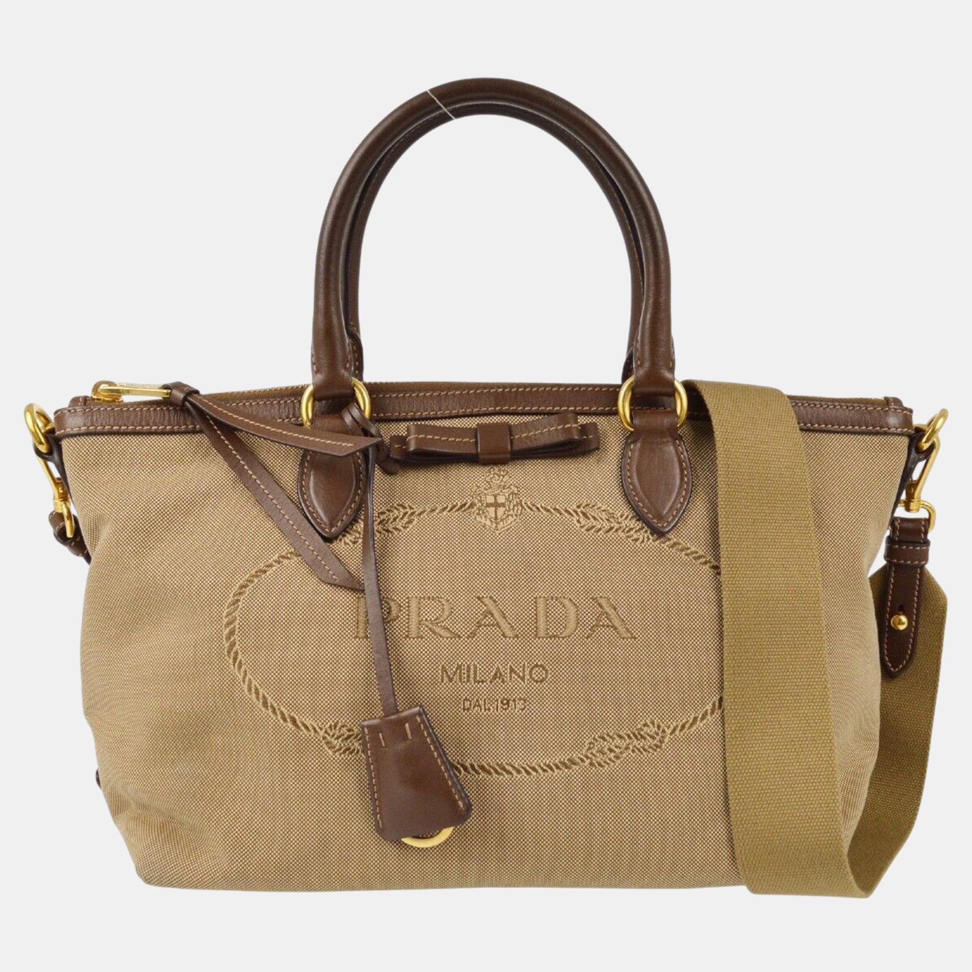 

Prada Brown Canvas Tote Handbag