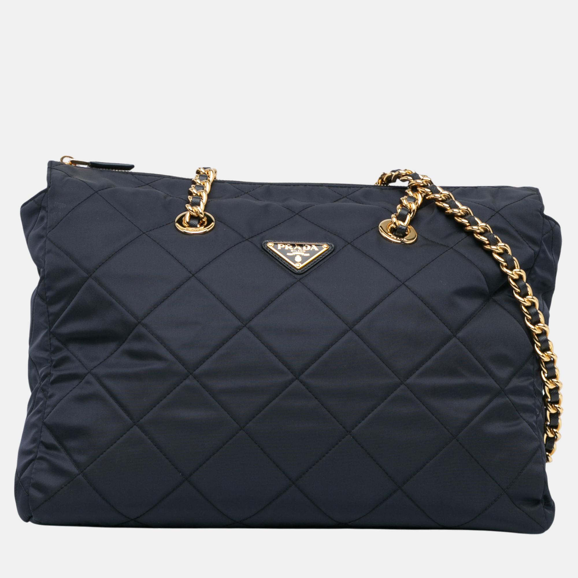 

Prada Medium Re Nylon Re Edition 1995 Chain Tote, Black