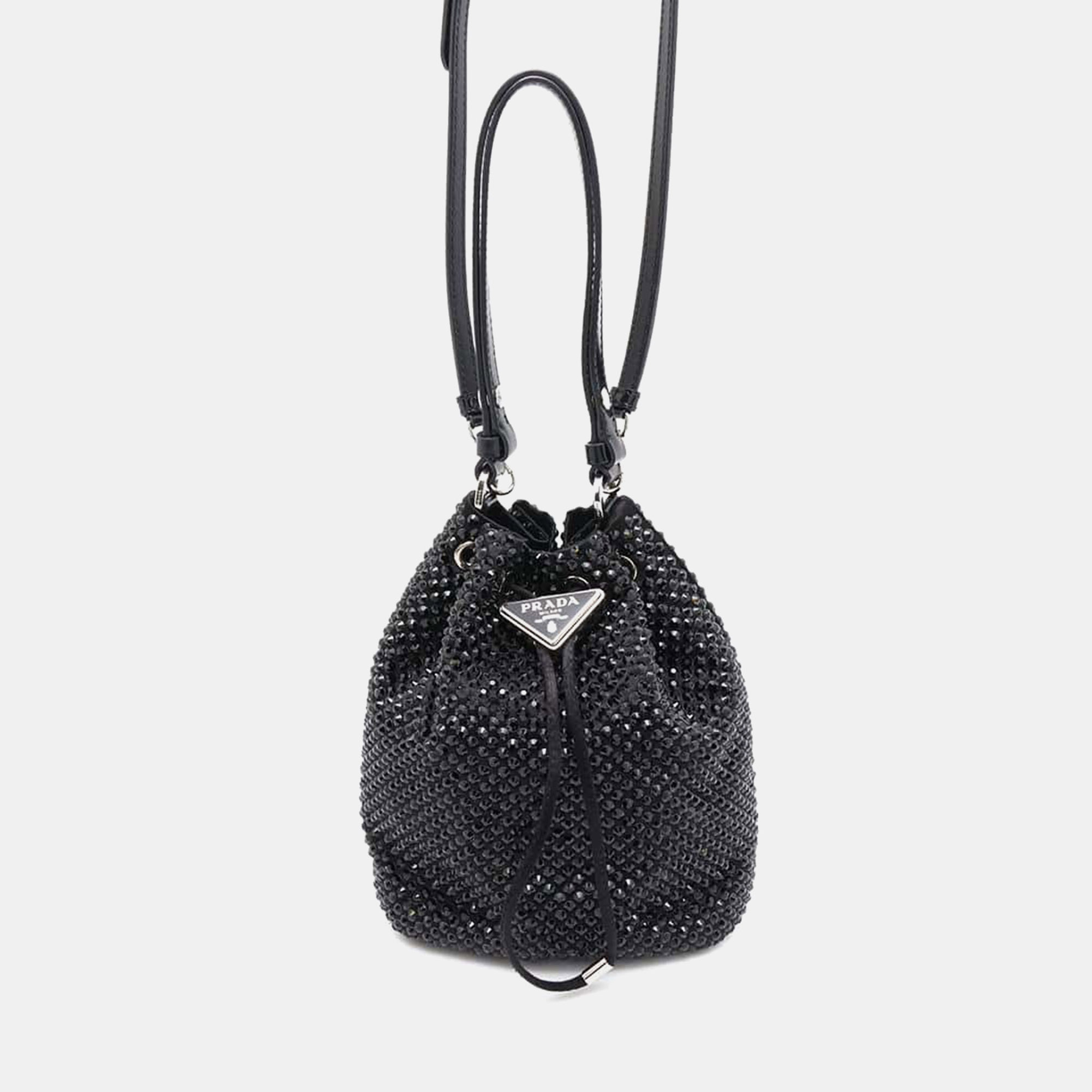 

Prada Black 2Awl Crystal Satin Mini Bag Size Mini