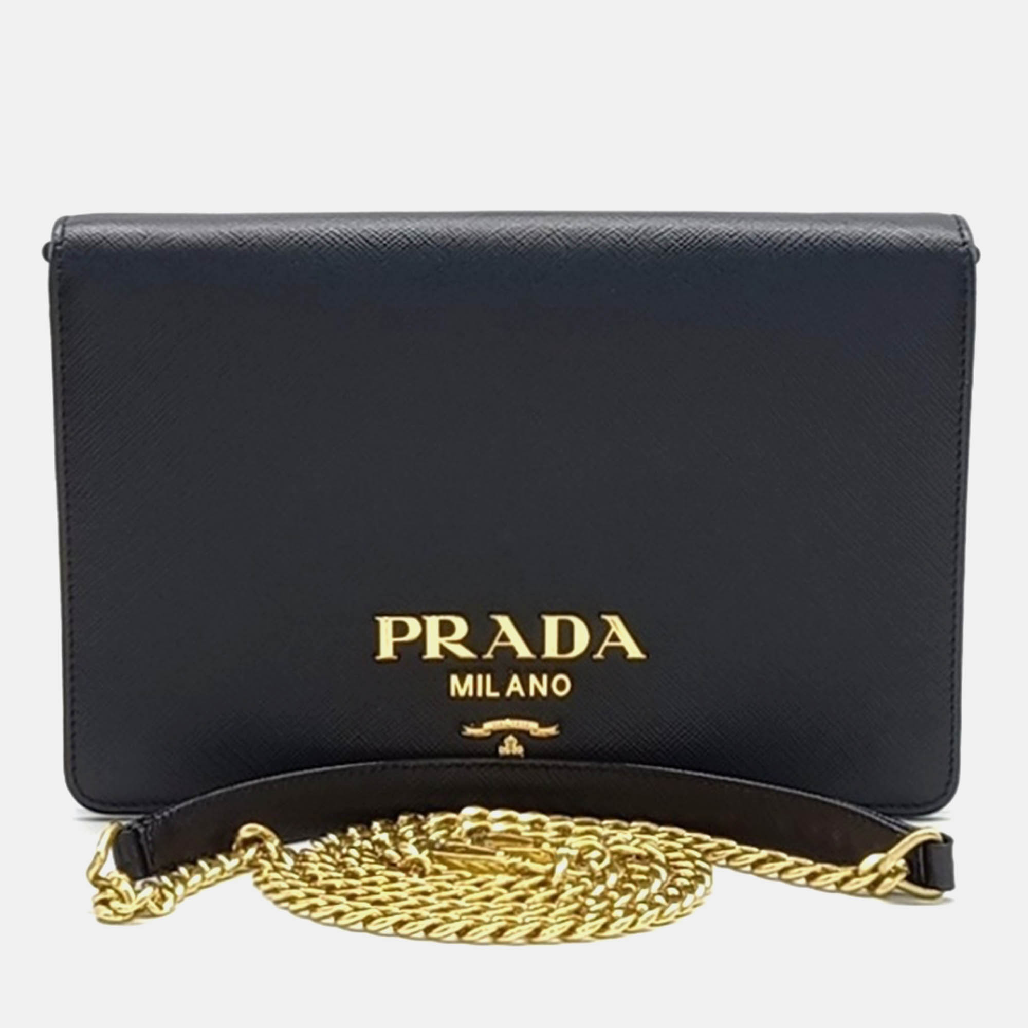 

Prada Black Leather Prada Saffiano Chain Crossbody Bag