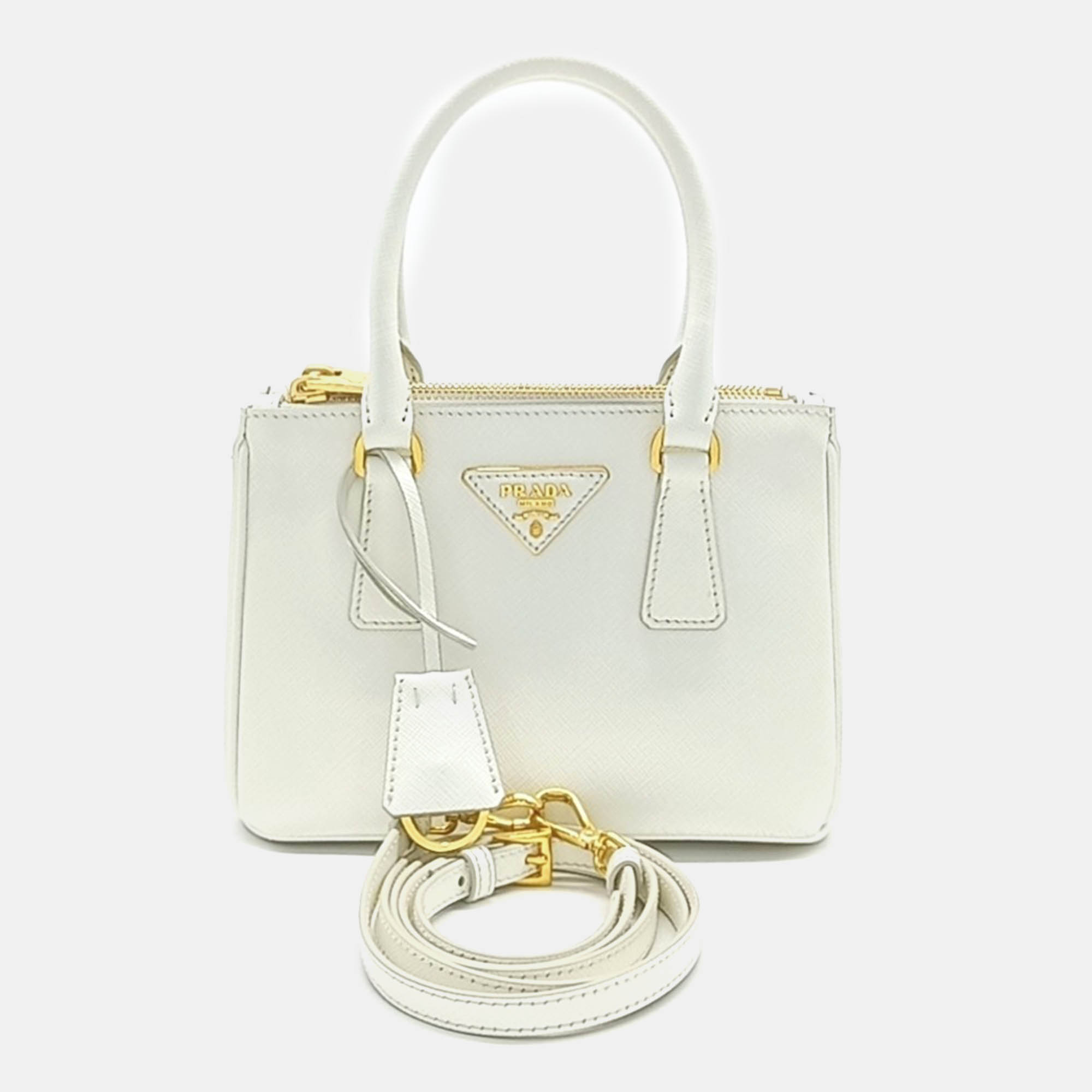 

Prada White Leather Prada Saffiano Lux Tote Bag