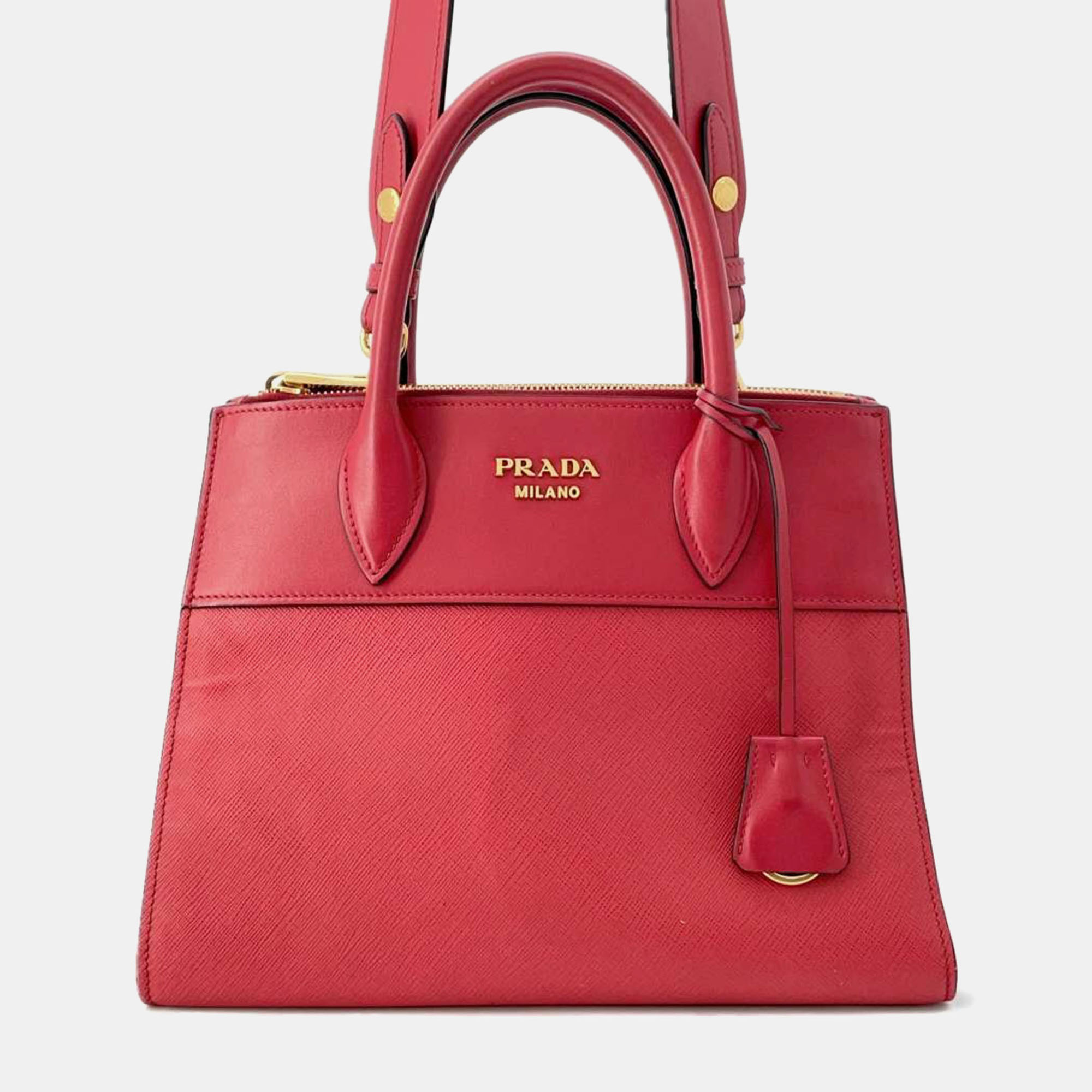 

Prada Red Saffiano Leather Paradigm Handbag