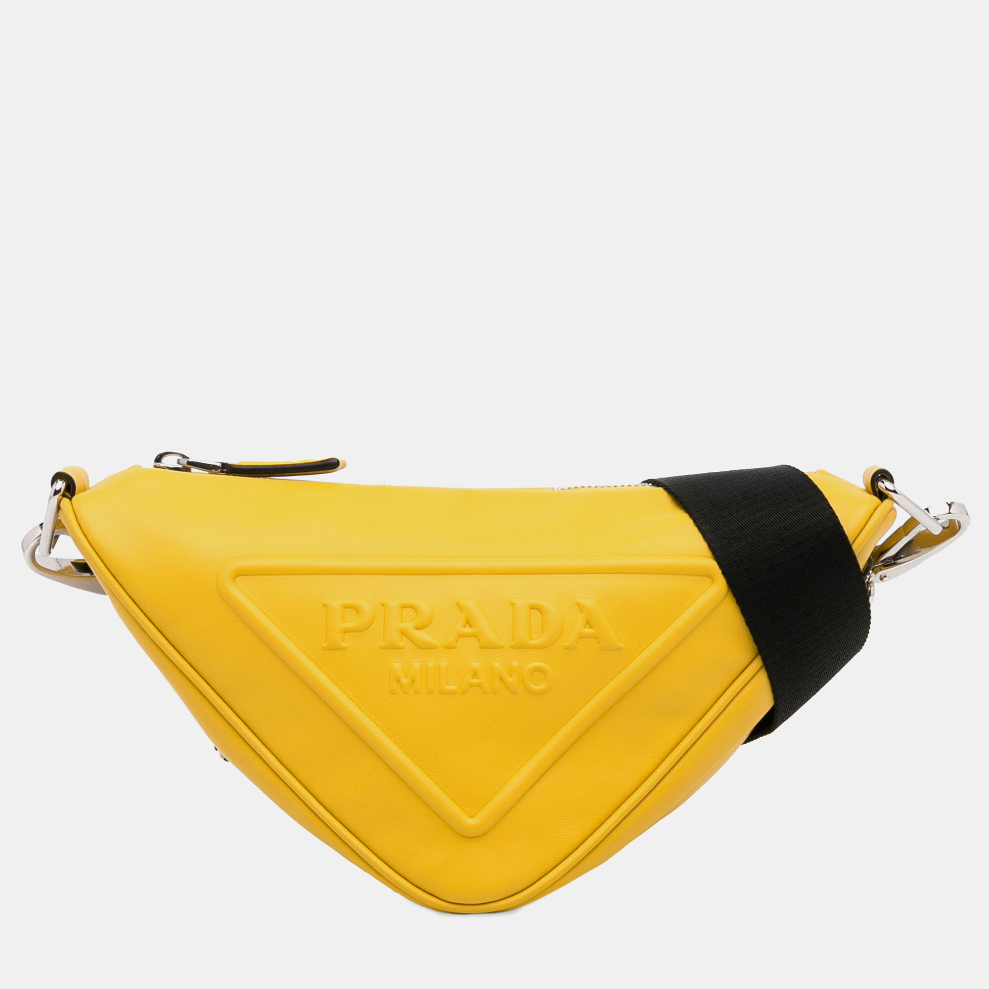 

Prada Yellow Calf Leather Grace Lux Triangle Crossbody Bag