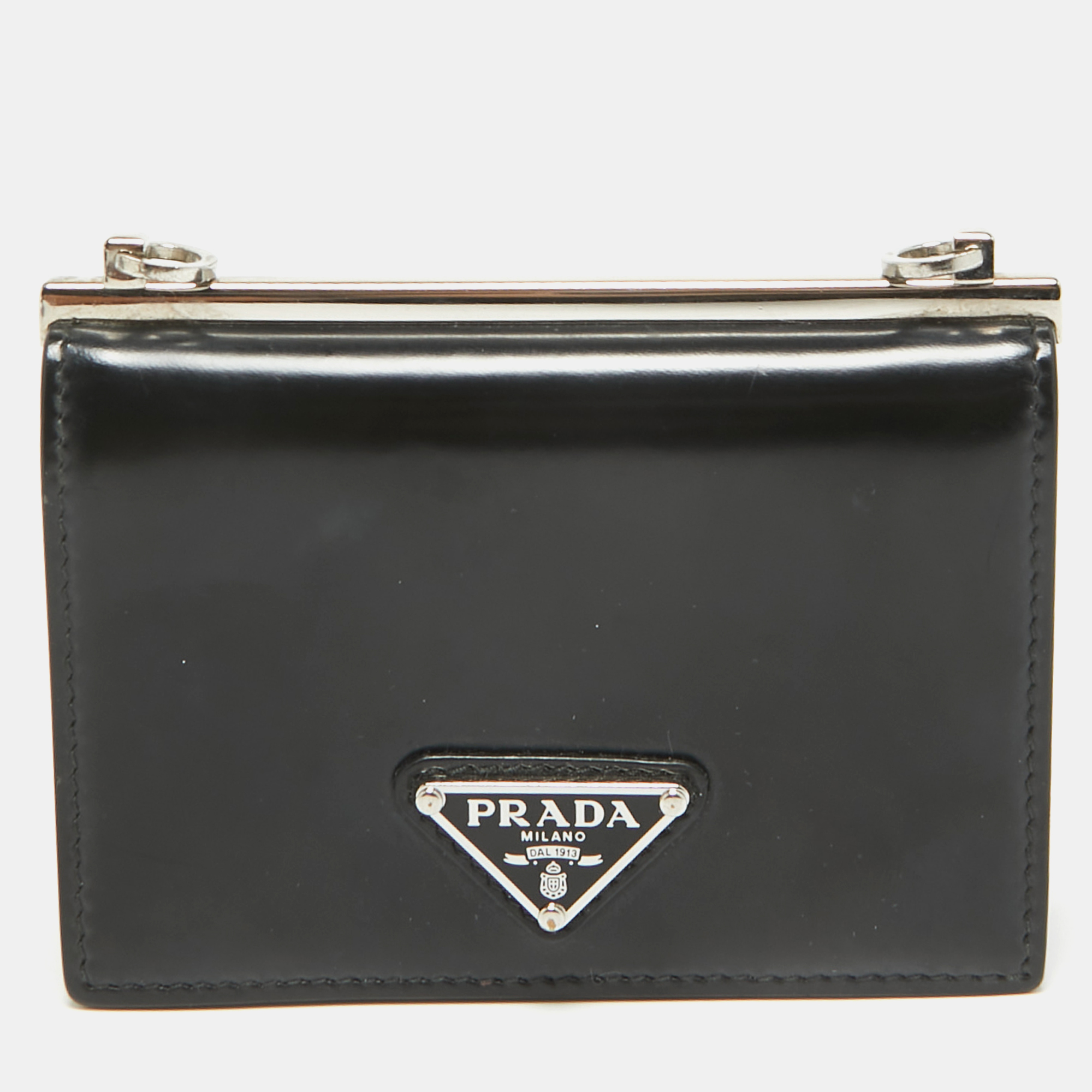 

Prada Black Brushed Leather Card Holder