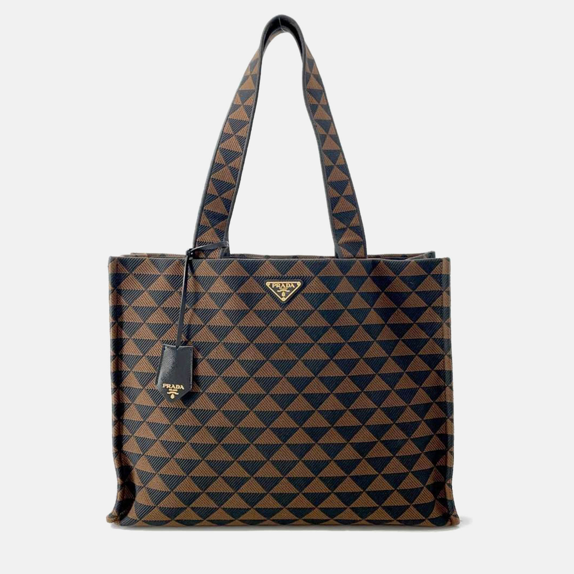 

Prada Brown/Black Canvas Leather Tote Bag