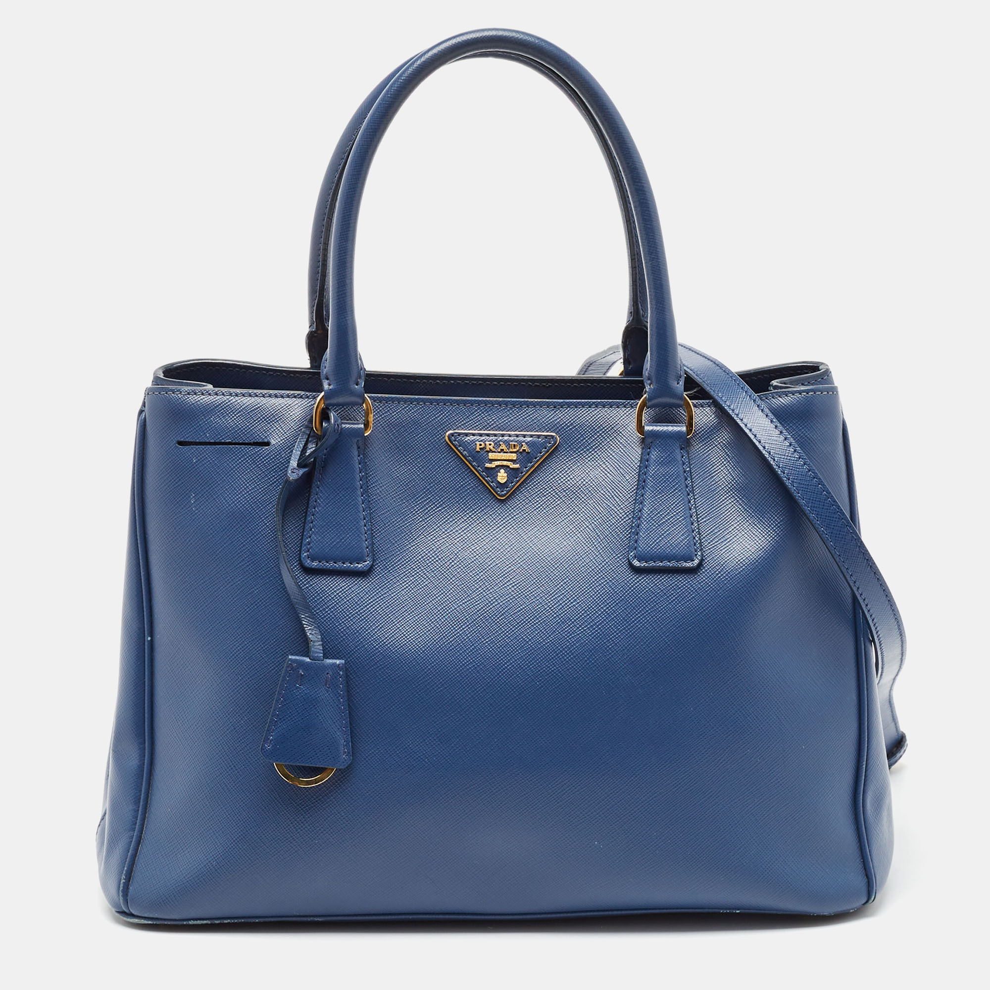 

Prada Navy Blue Saffiano Lux Leather Medium Double Zip Tote