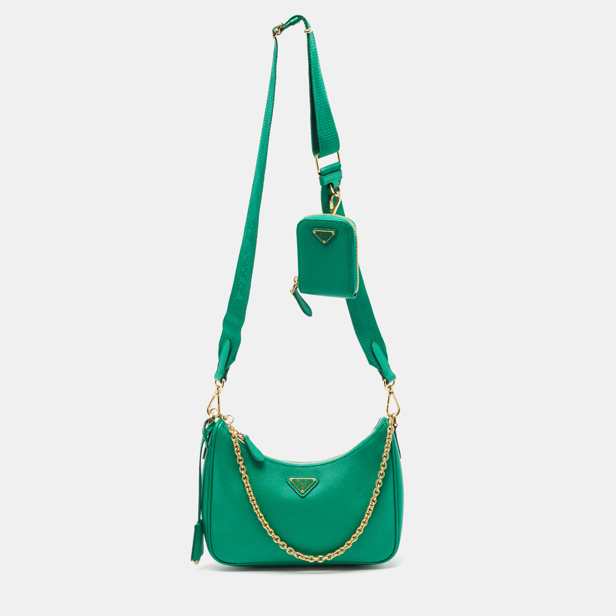 

Prada Green Nylon Re-Edition 2005 Baguette Bag