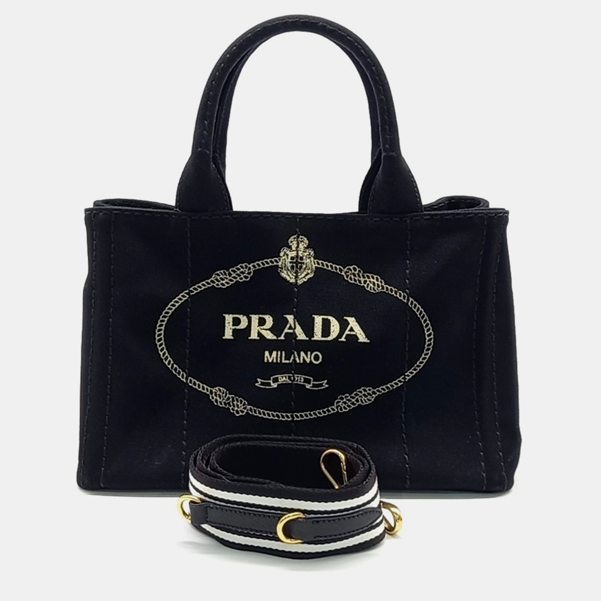 

Prada Black Canvas Canapa Tote Bag