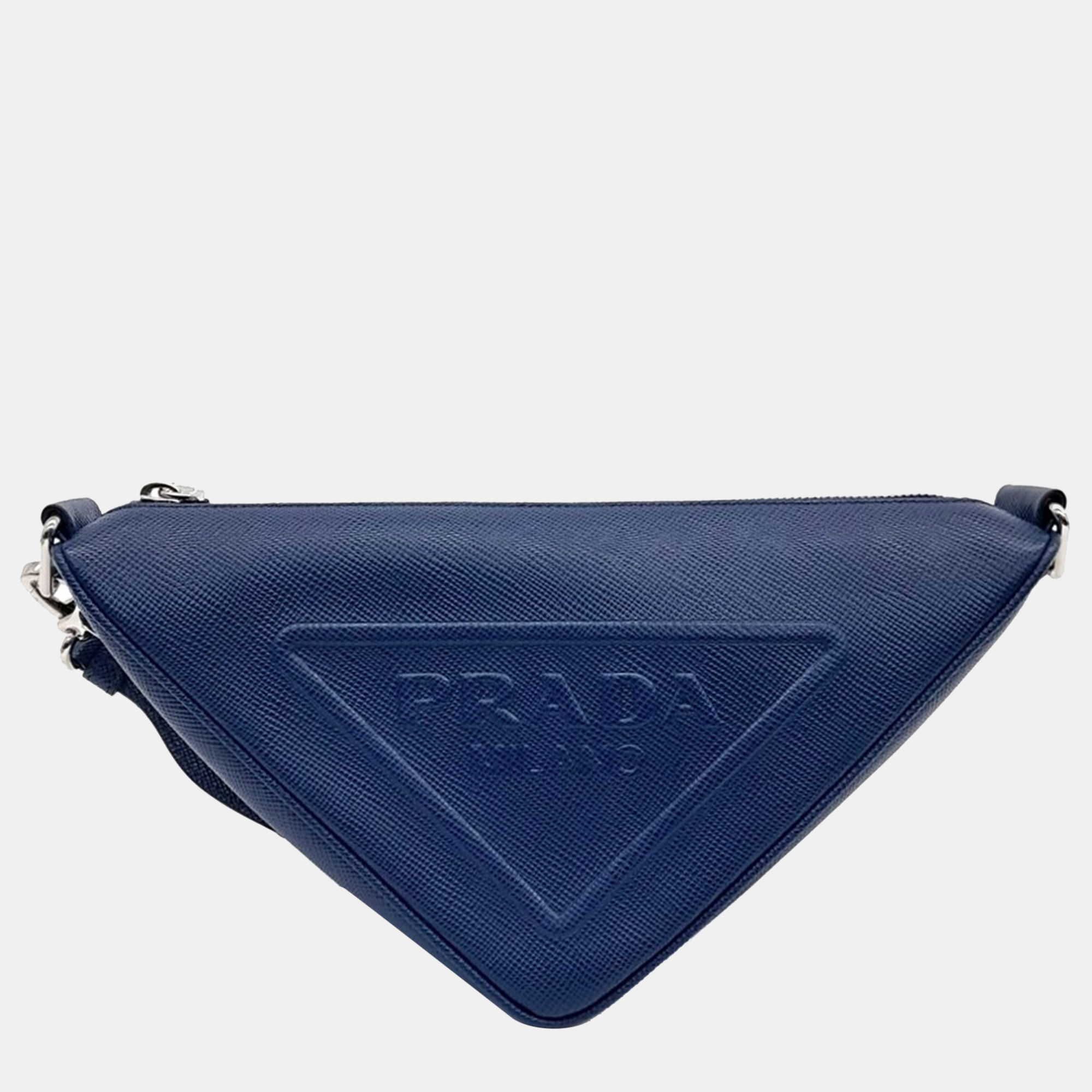 

Prada Blue Leather Triangle Crossbody Bag