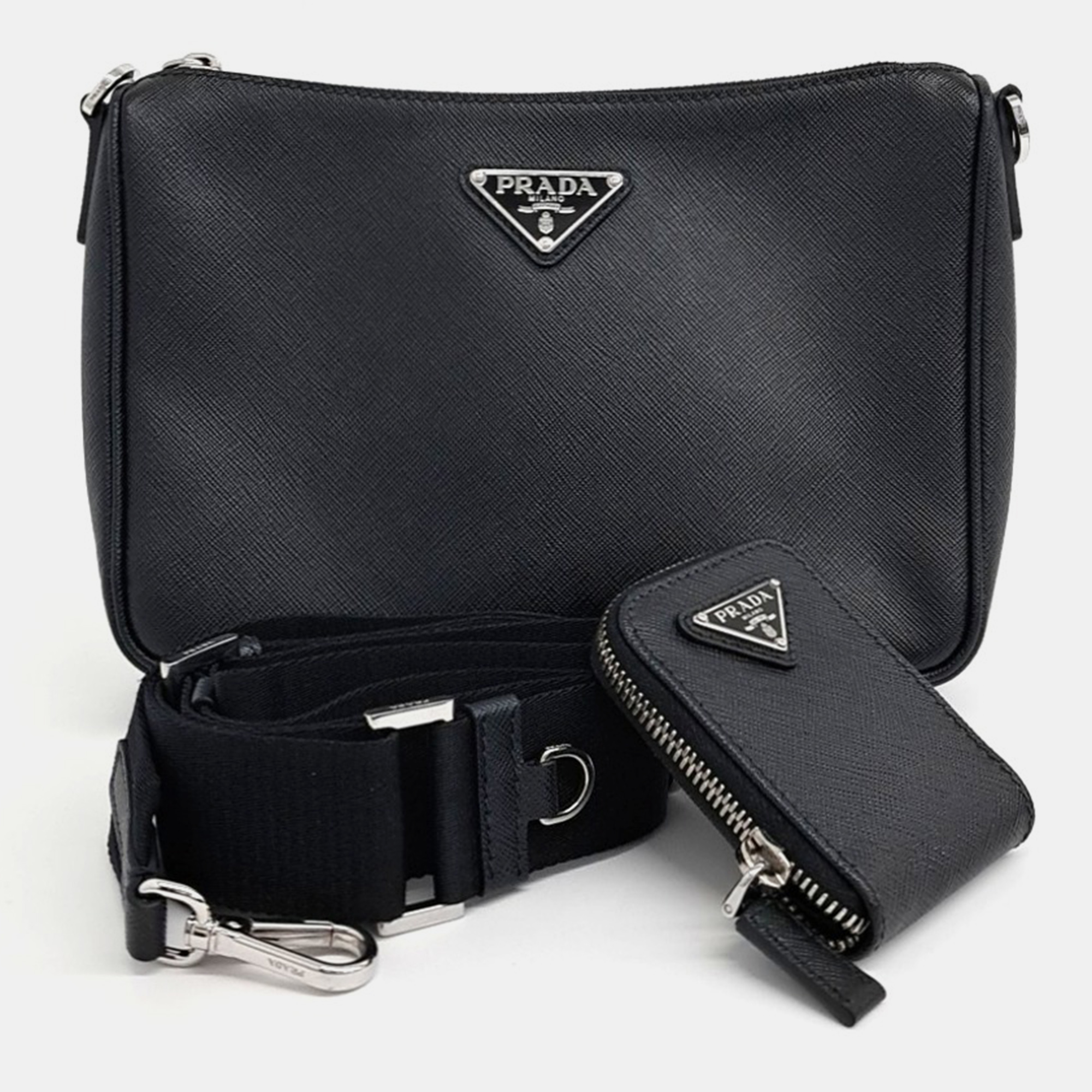 

Prada Black Leather Tesuto Crossbody Bag