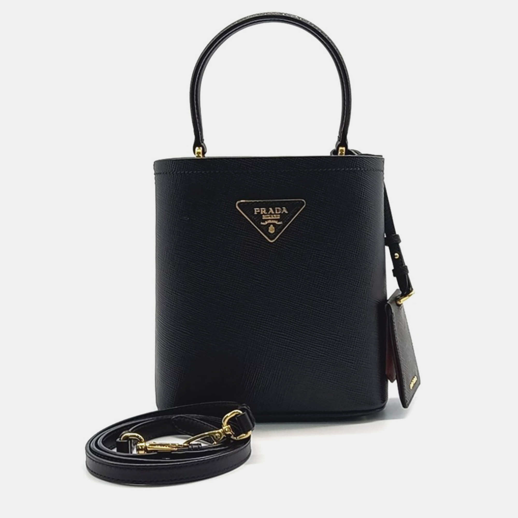 

Prada Black Leather Saffiano Pannier Tote Bag