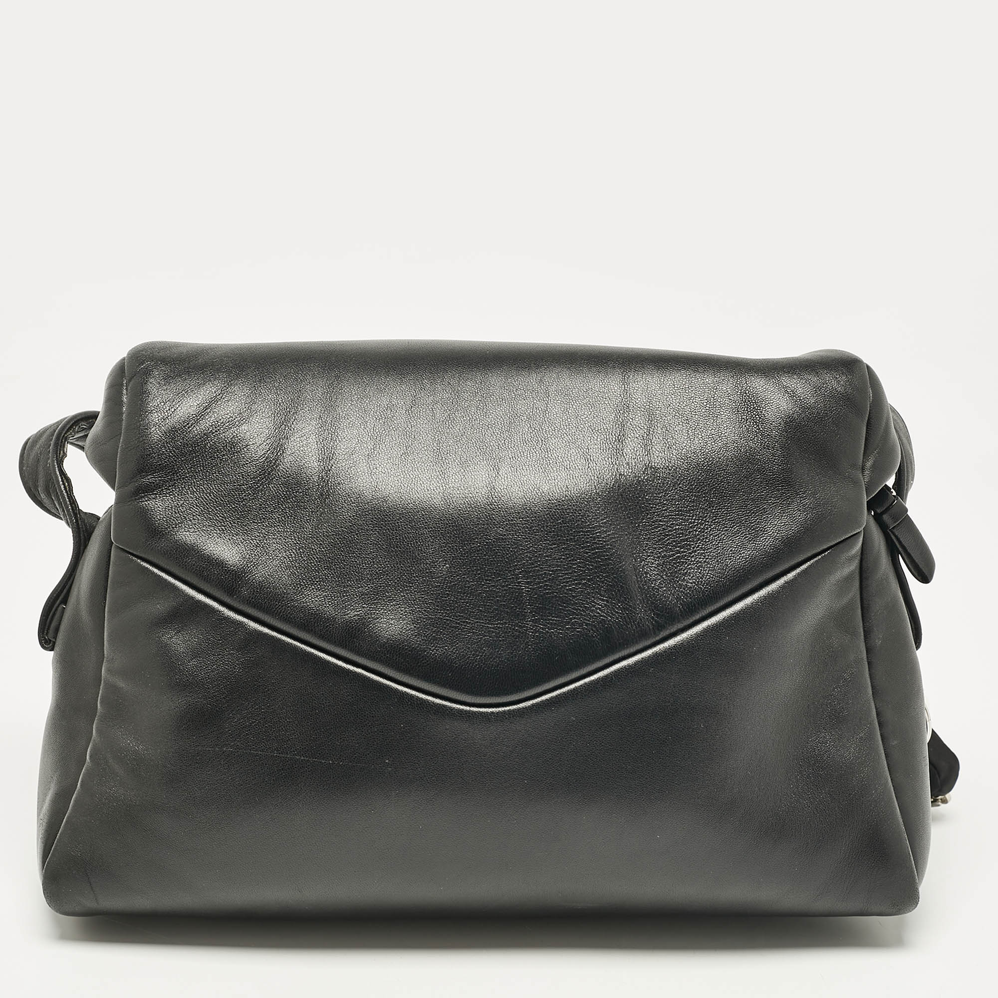 Prada Black Leather Signaux Shoulder Bag 